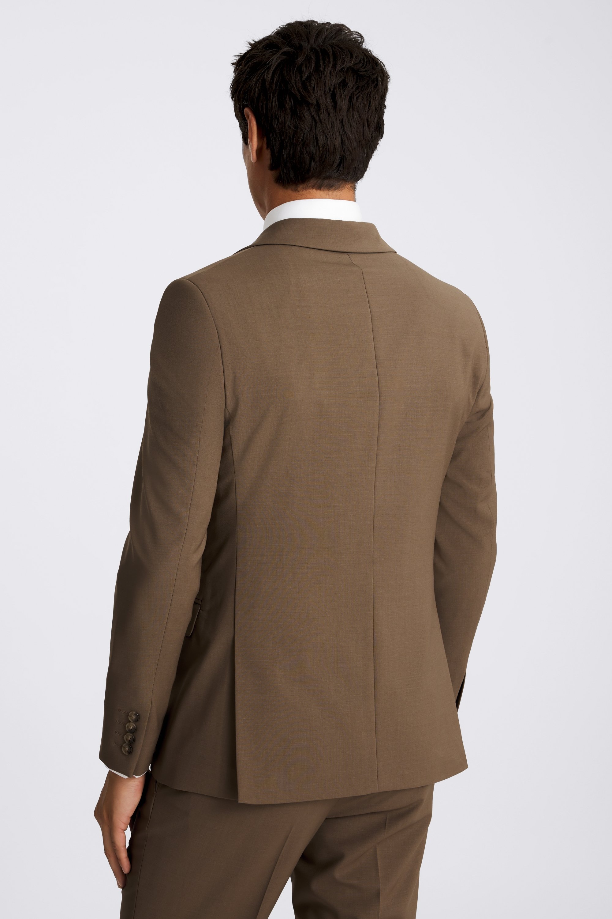 DKNY Slim Fit Dark Camel Suit