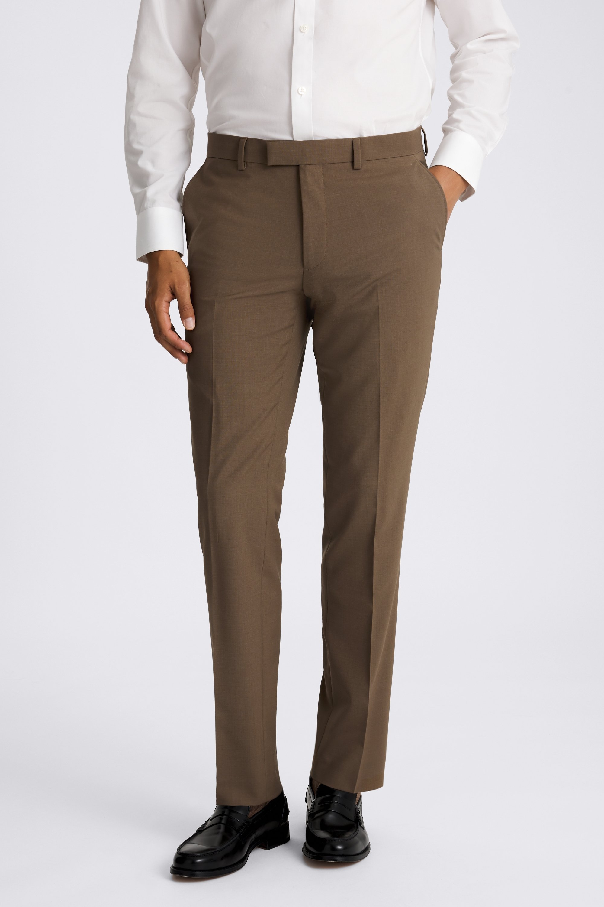 DKNY Slim Fit Dark Camel Suit