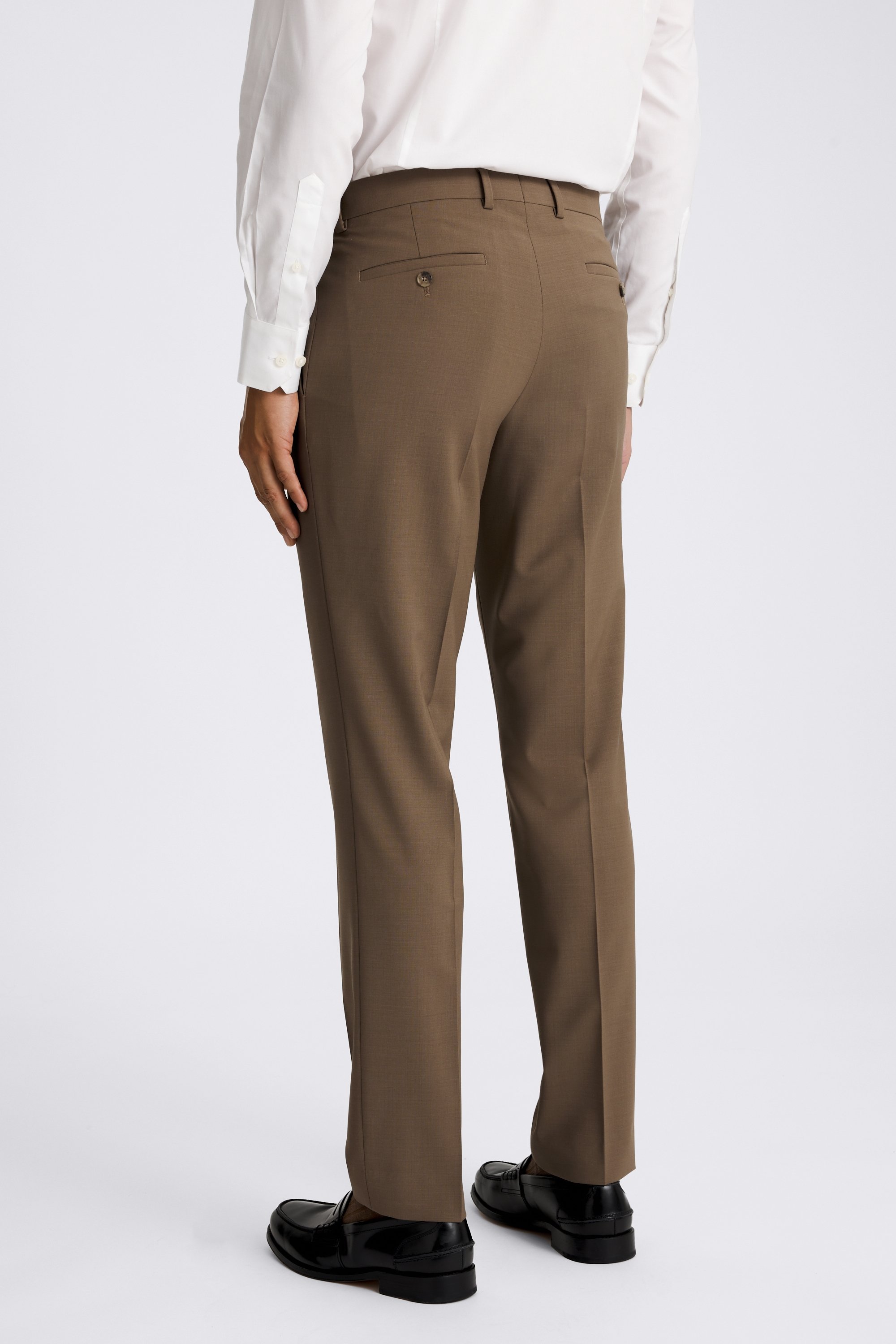 DKNY Slim Fit Dark Camel Trousers