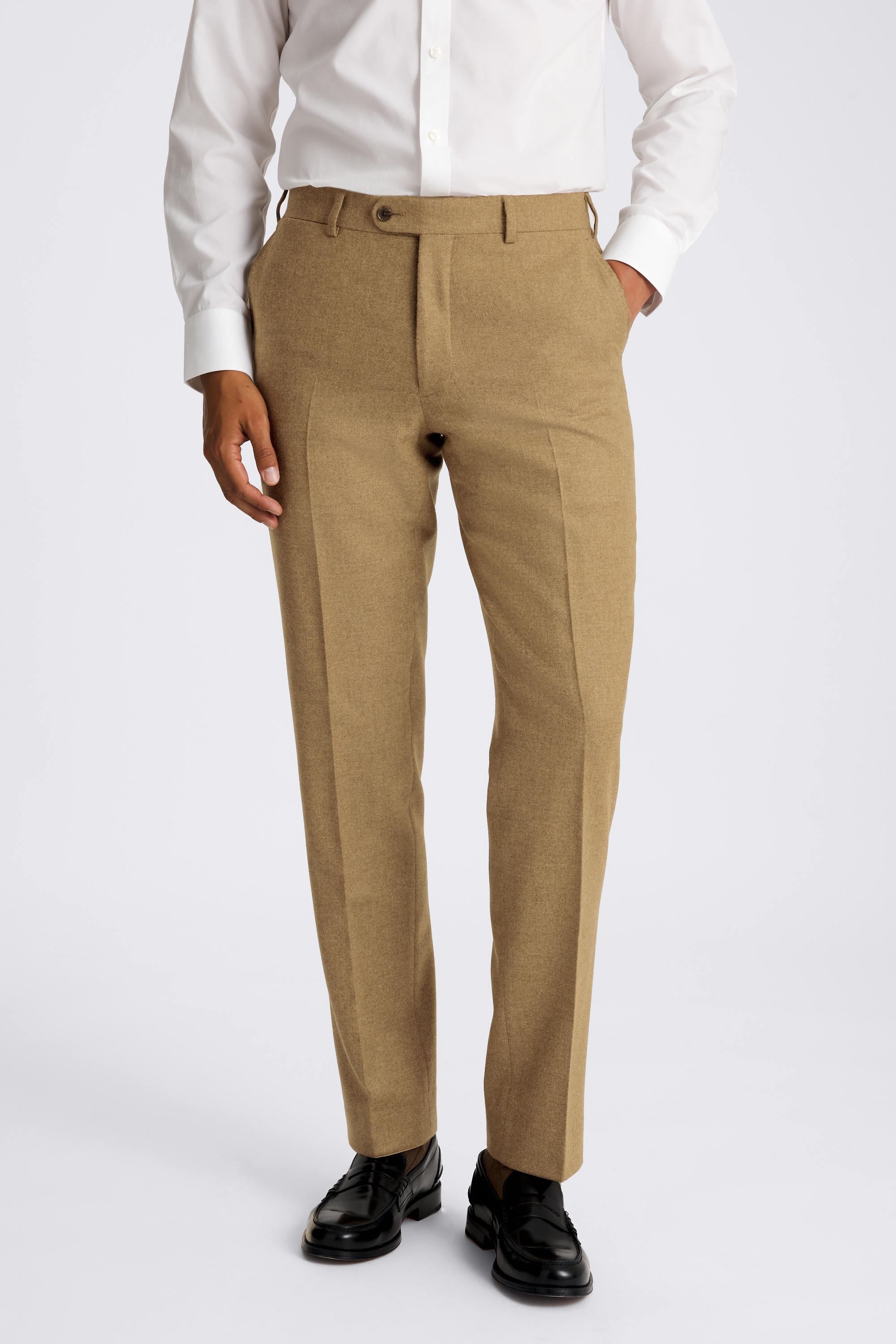 Italian Tailored Fit Gold Flannel Trousers