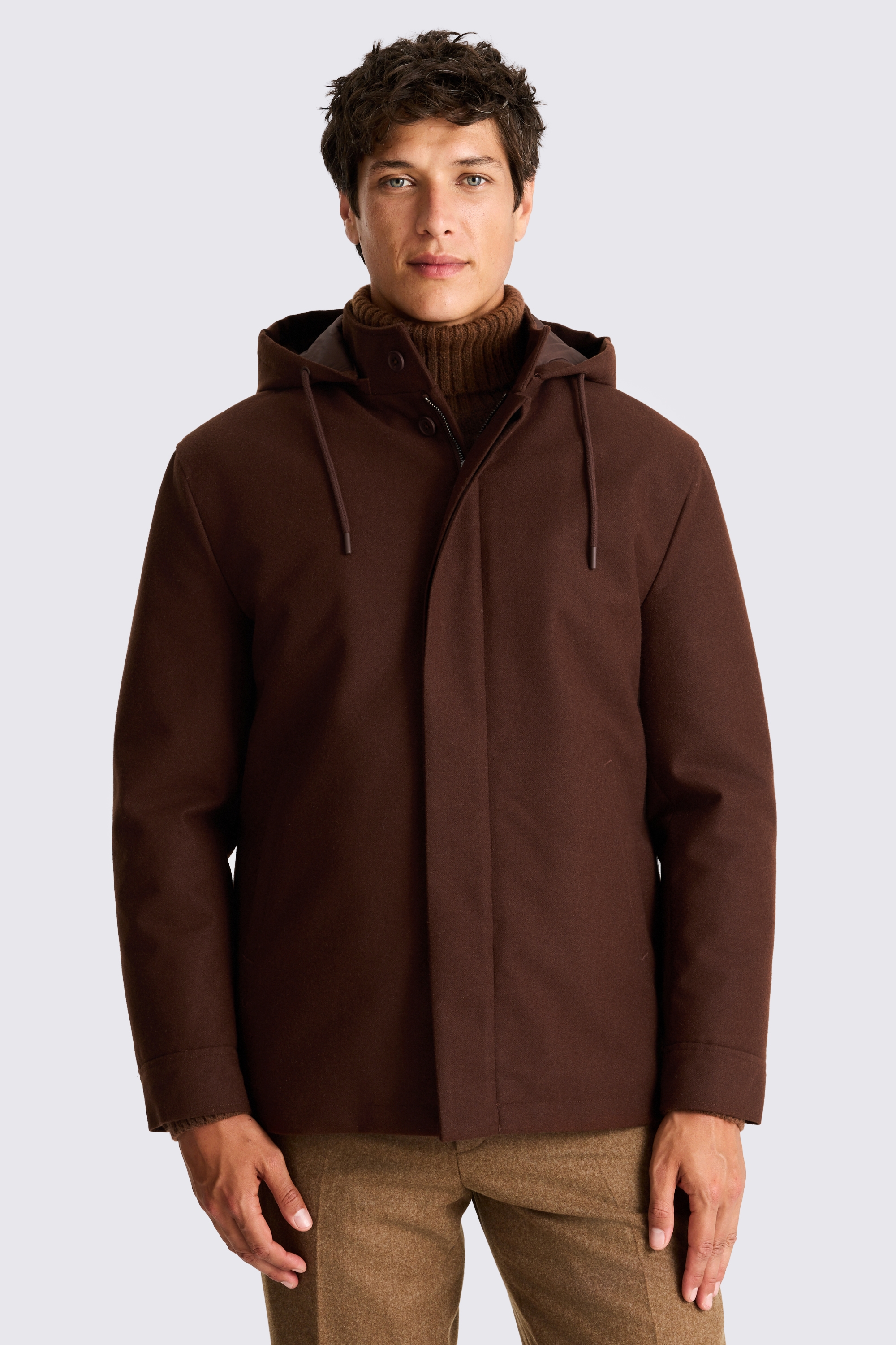 Dark Chestnut Wool Parka