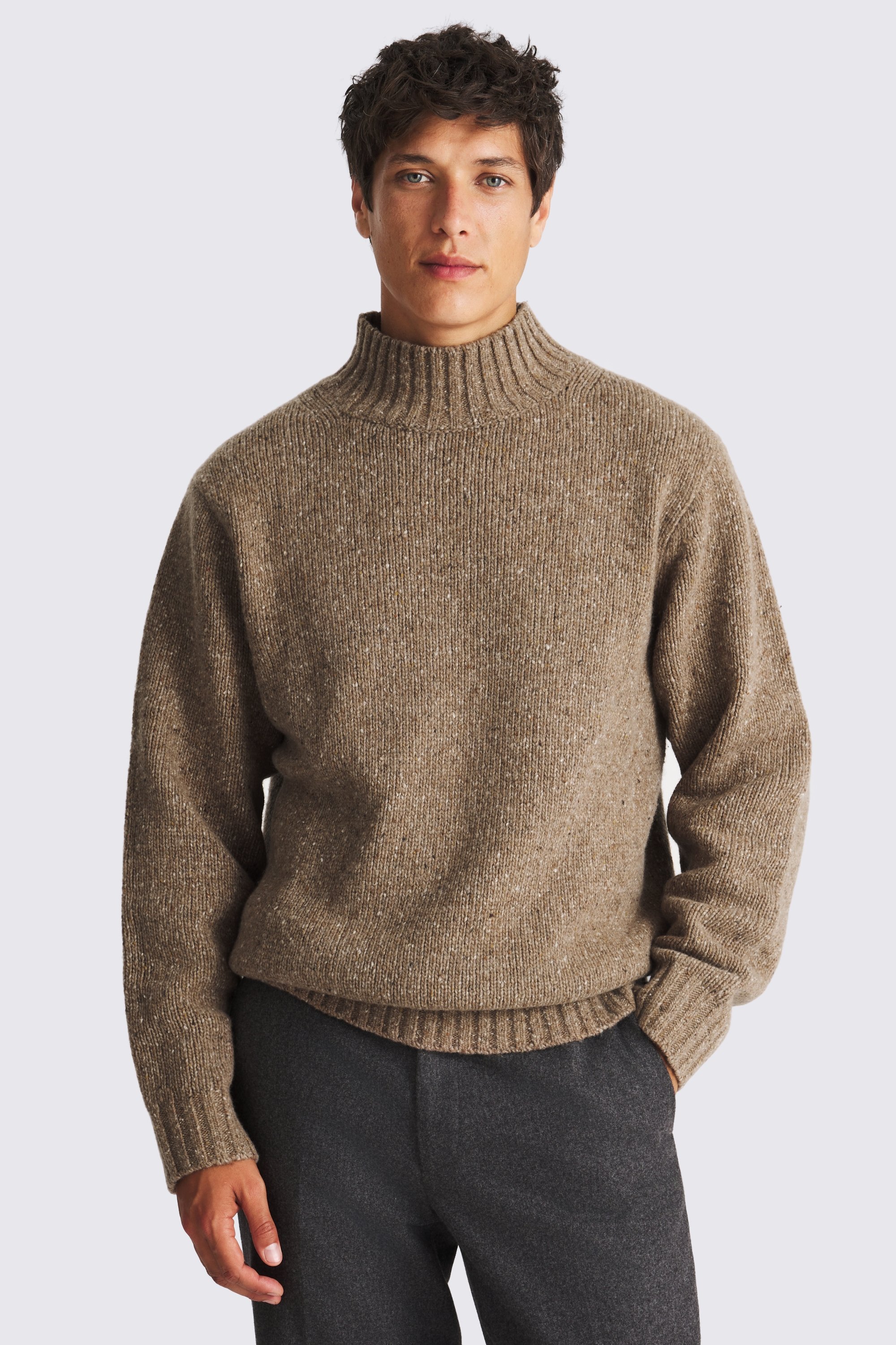 Light Brown Speckled Mock Neck