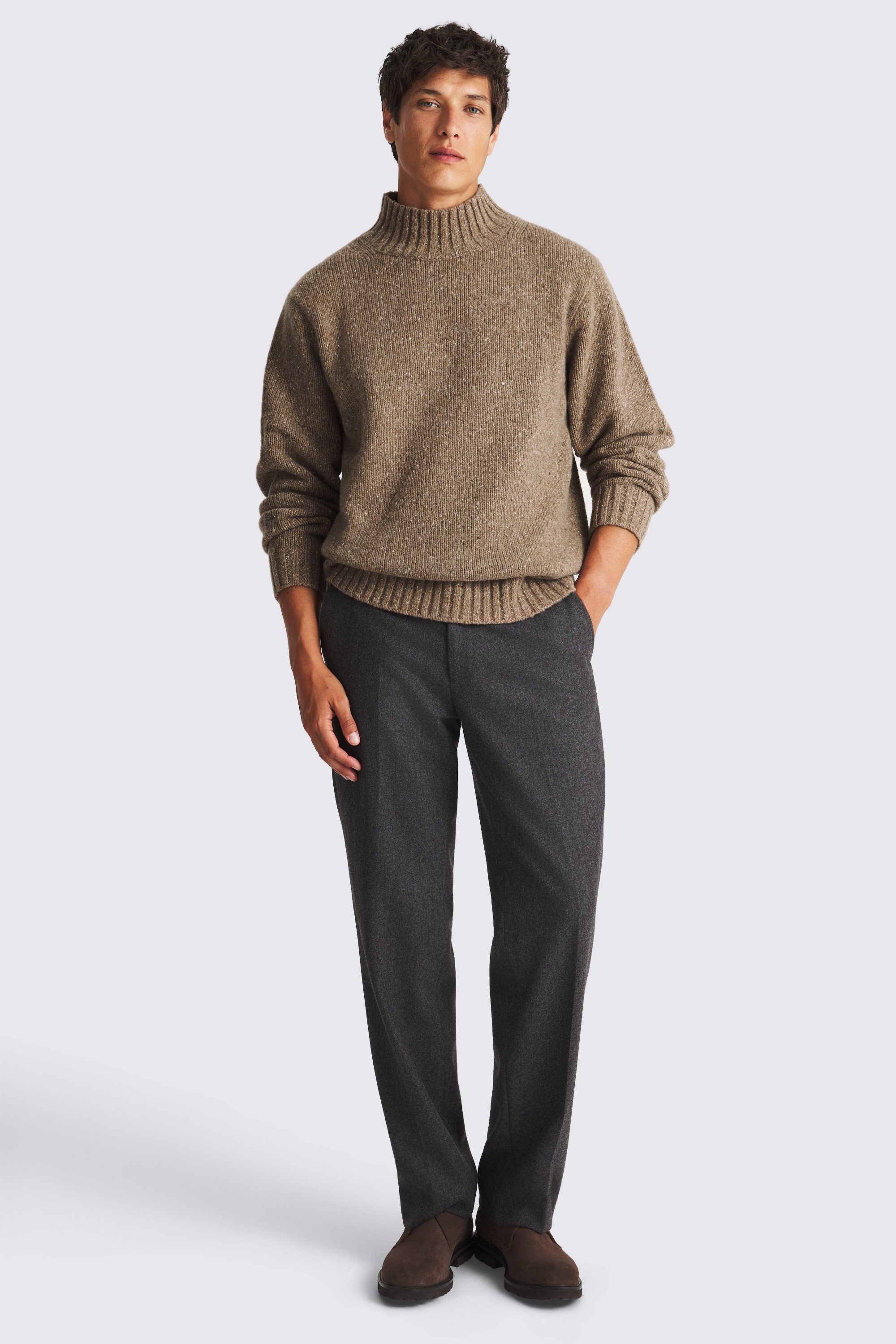 Light Brown Speckled Mock Neck
