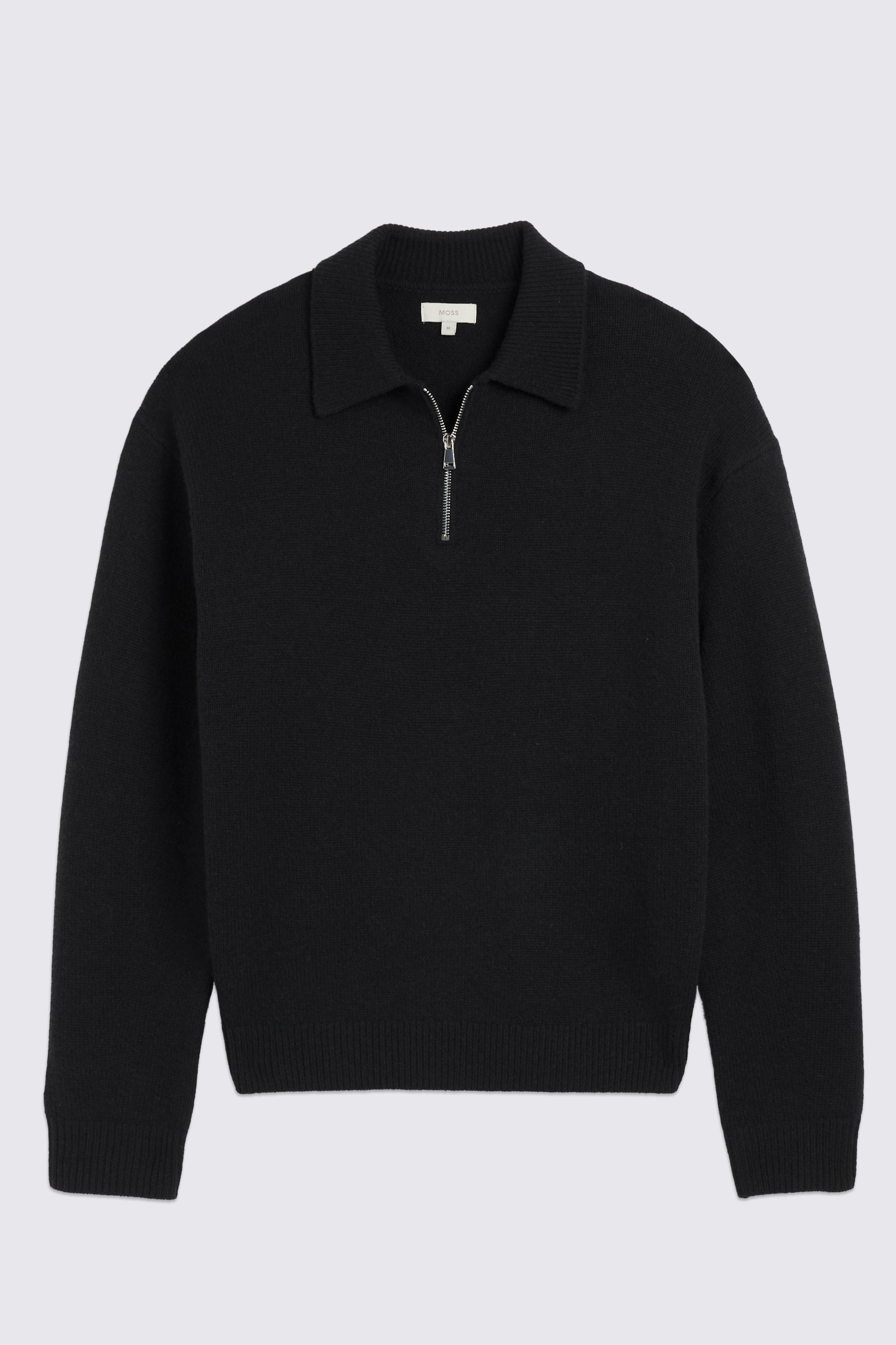 Black Relaxed Zip Polo