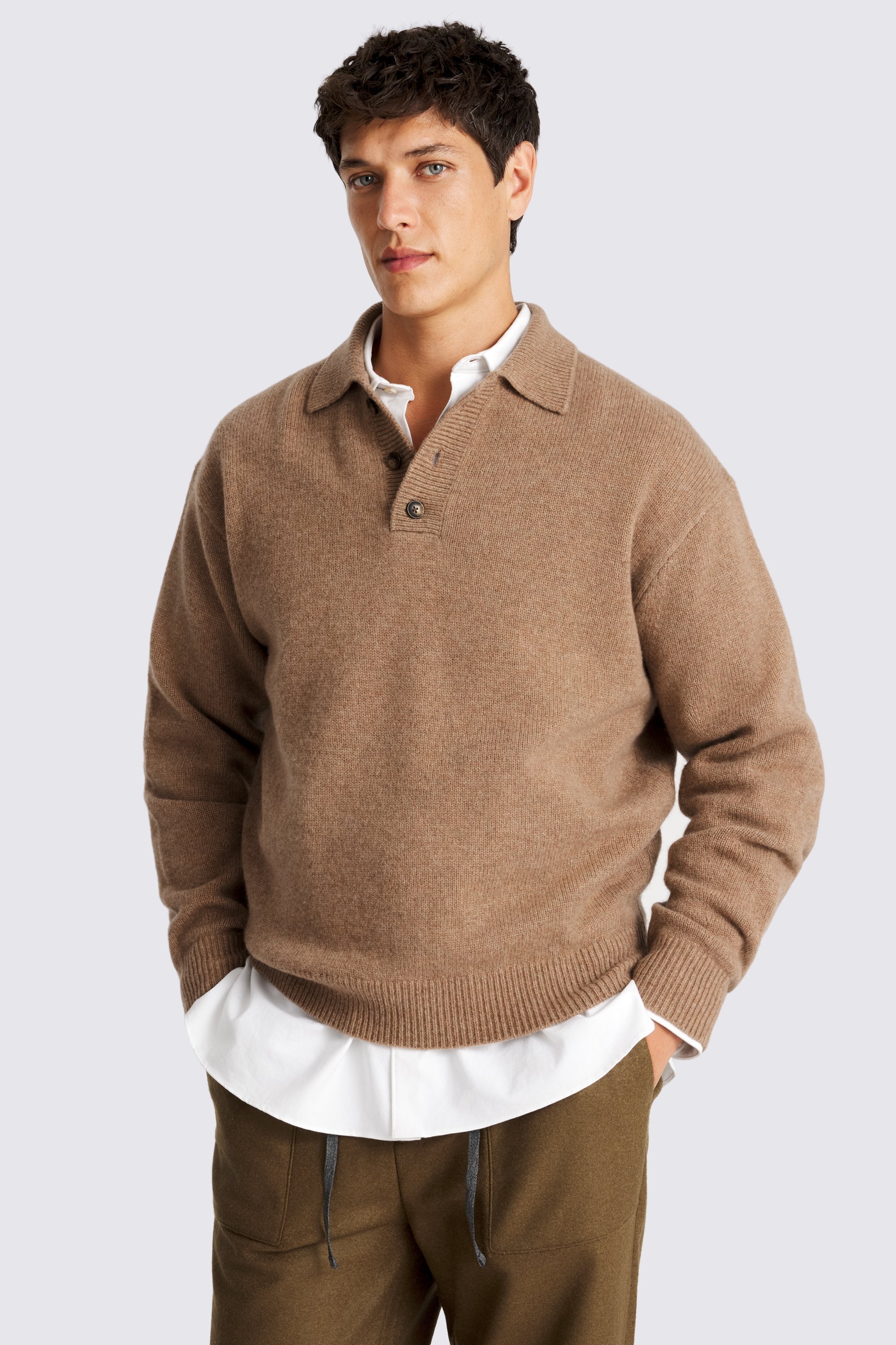 Camel Relaxed 3 Button Polo