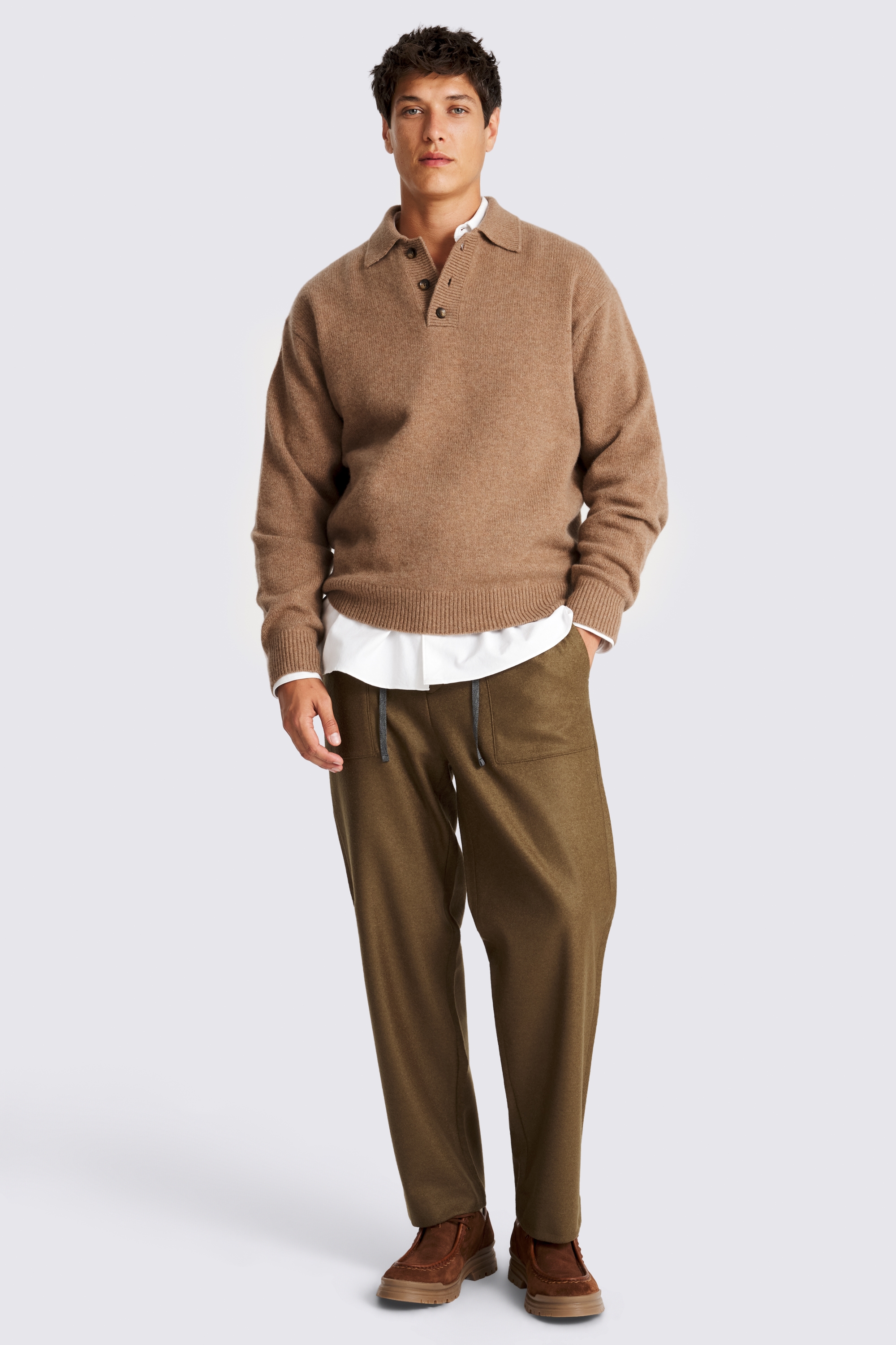 Camel Relaxed 3 Button Polo