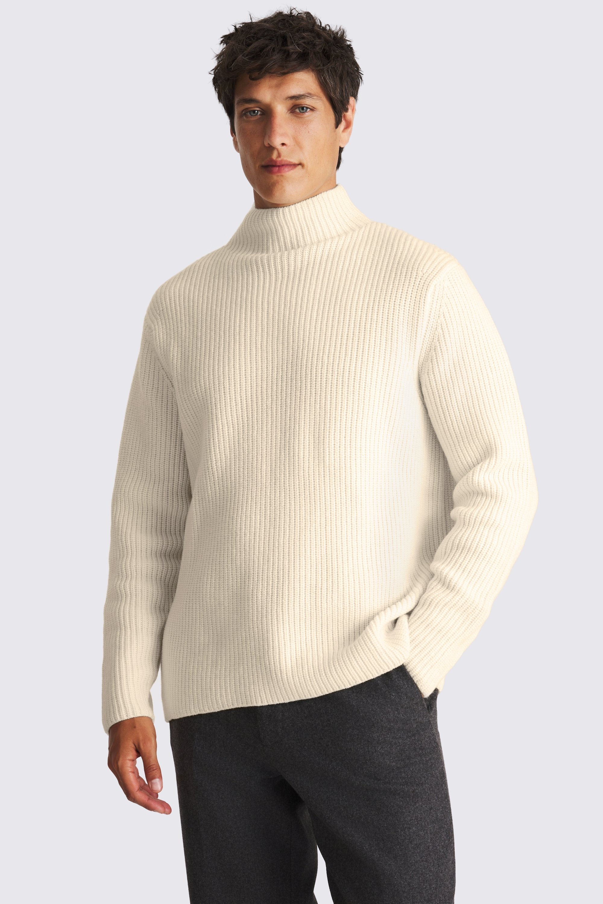 Ecru Oversized Funnel Neck