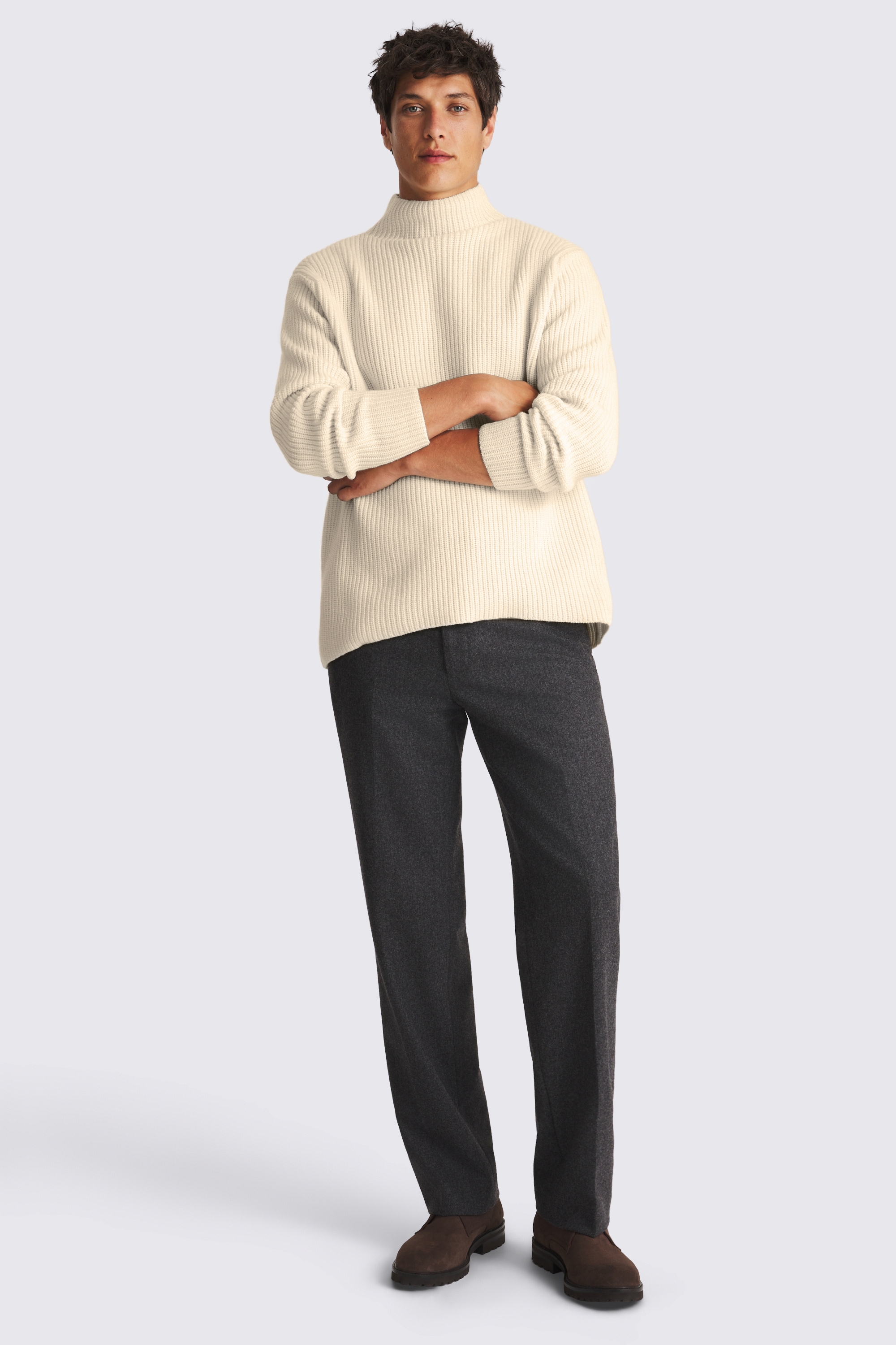 Ecru Oversized Funnel Neck