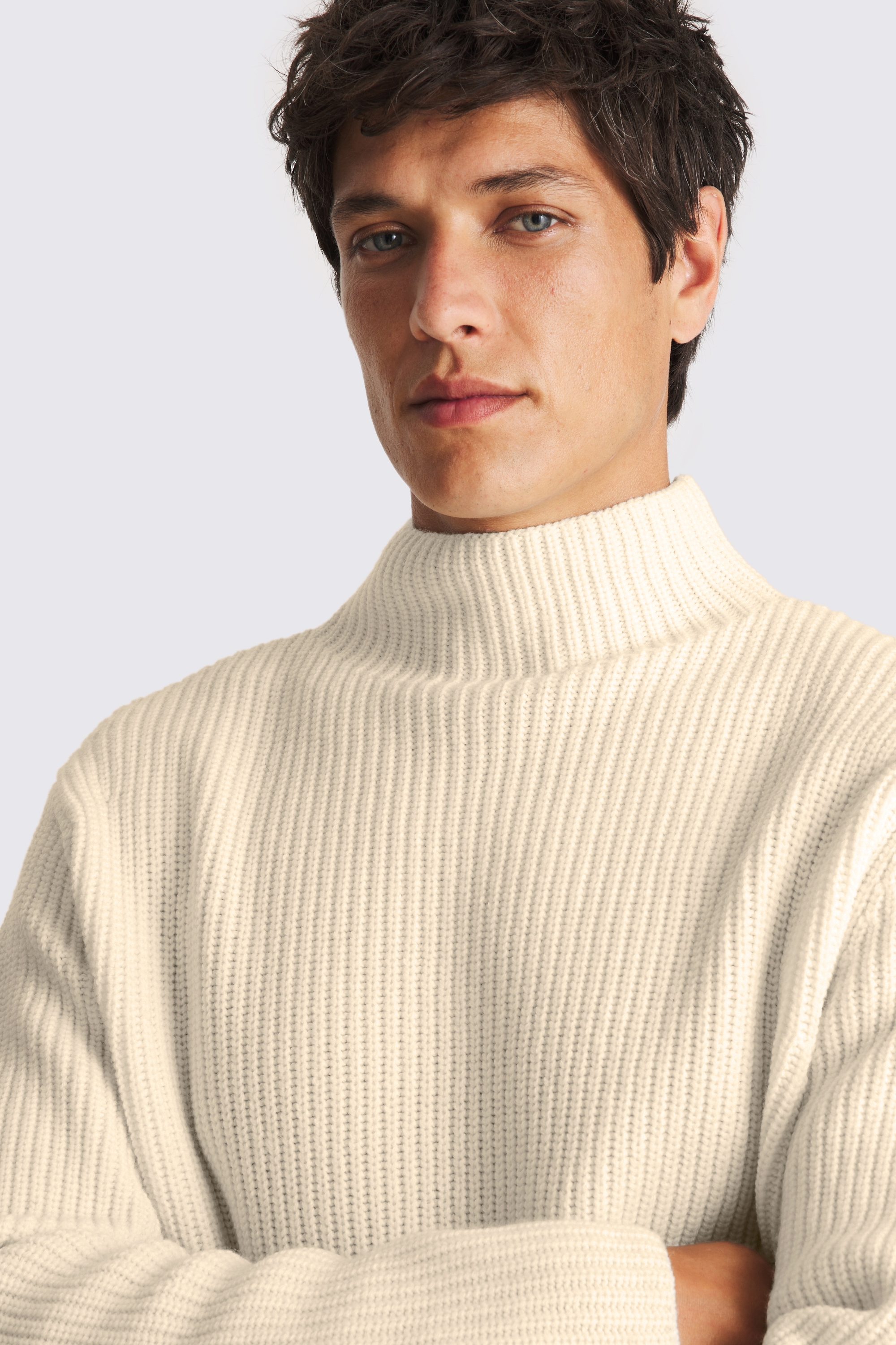 Ecru Oversized Funnel Neck