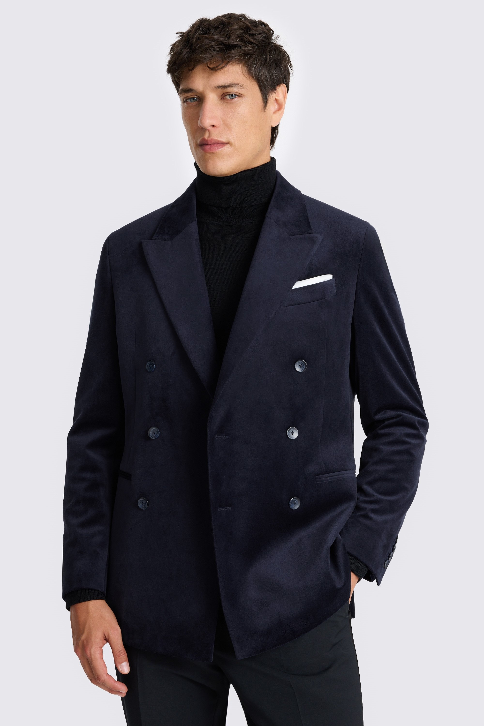 Relaxed Fit Navy Velvet Jacket