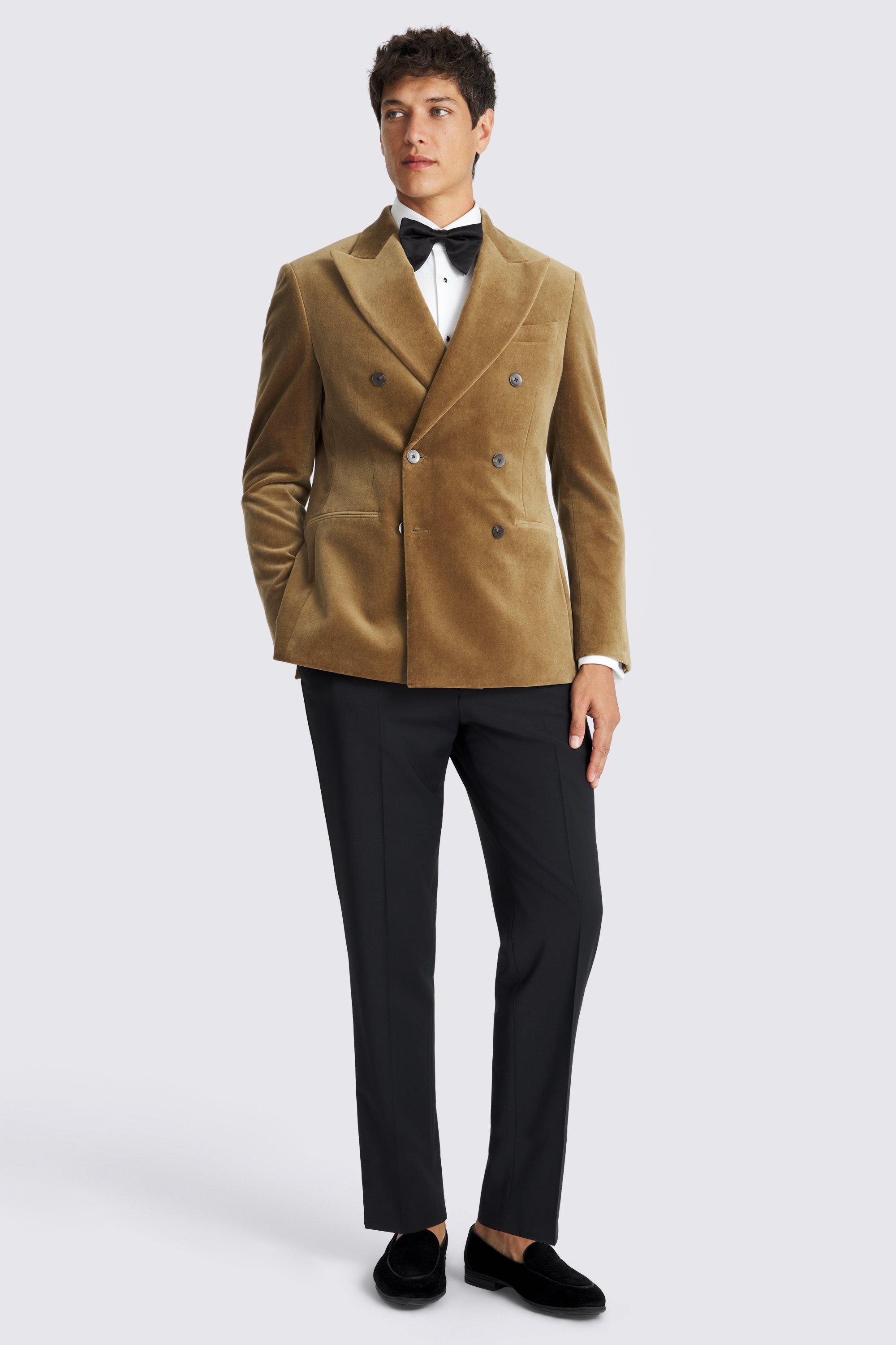 Tailored Fit Dark Camel Velvet Jacket
