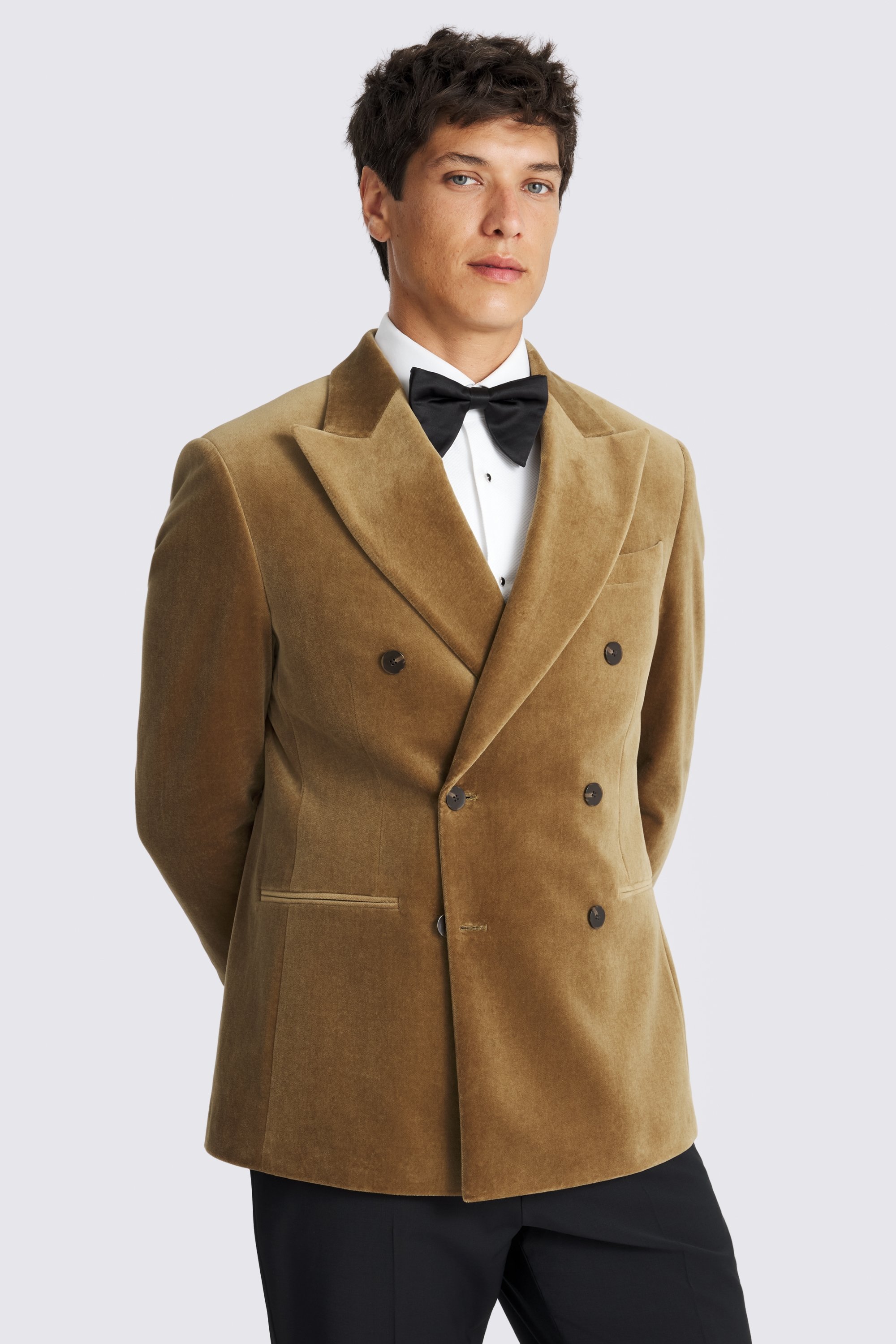 Tailored Fit Dark Camel Velvet Jacket