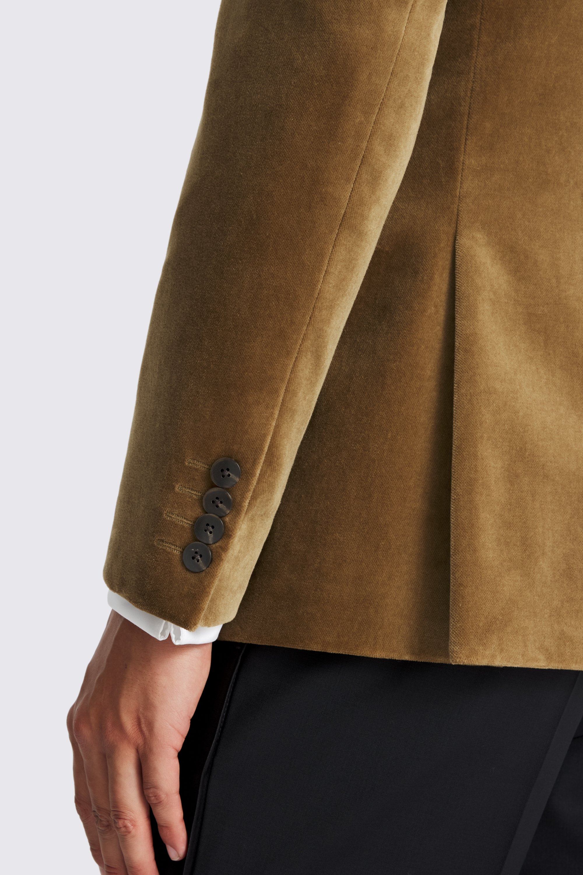Tailored Fit Dark Camel Velvet Jacket