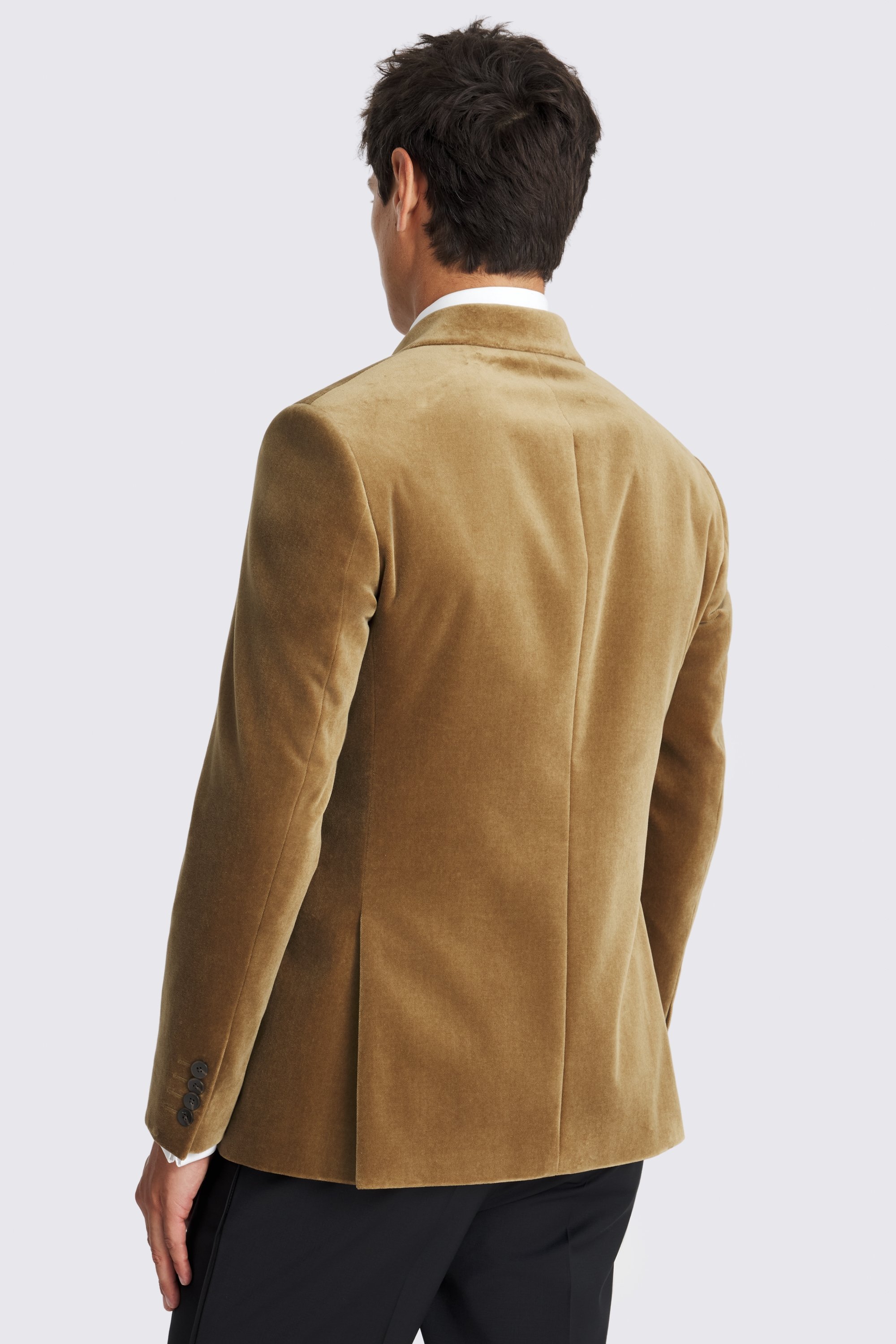 Tailored Fit Dark Camel Velvet Jacket