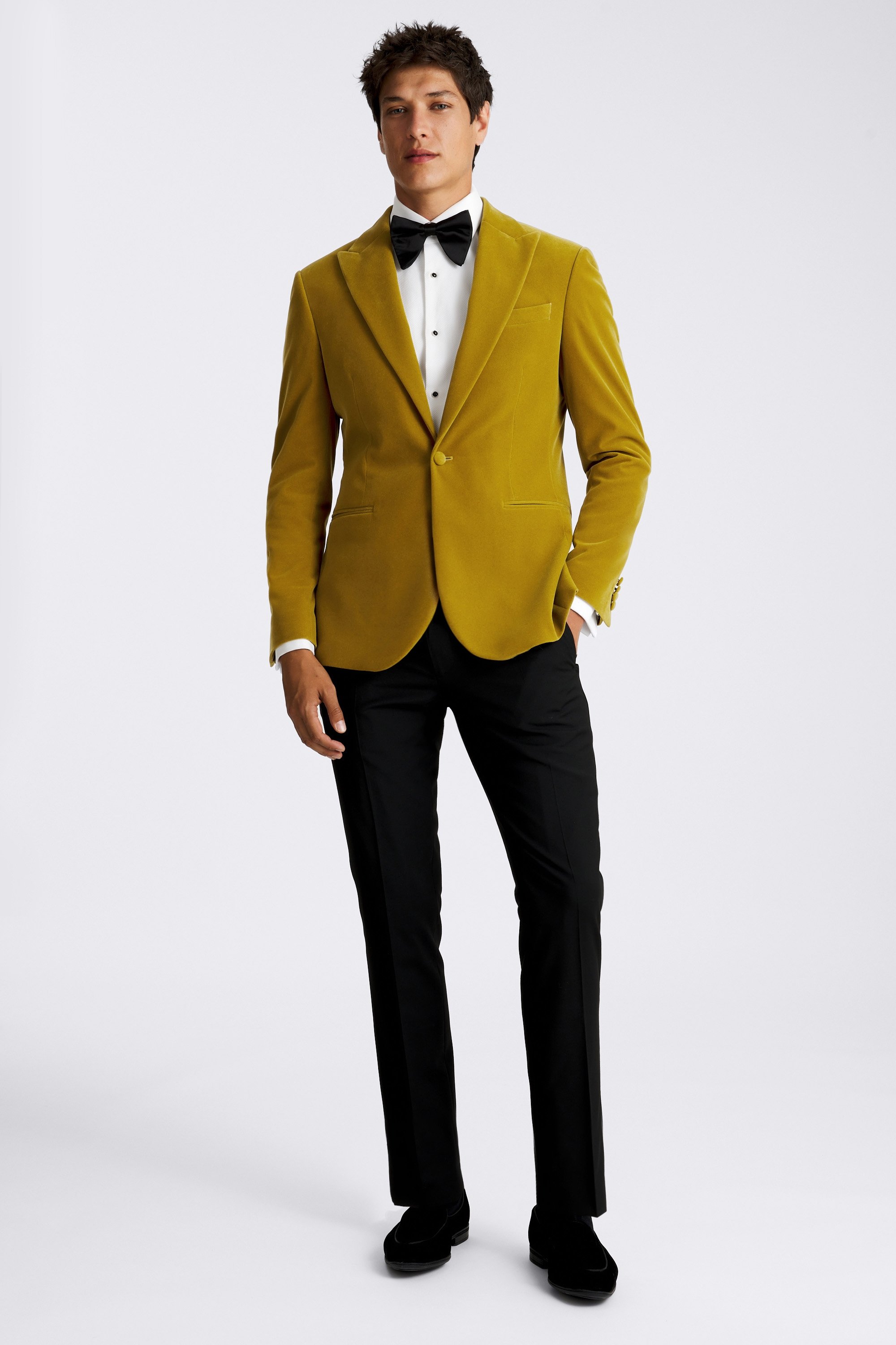 Slim Fit Light Olive Velvet Jacket