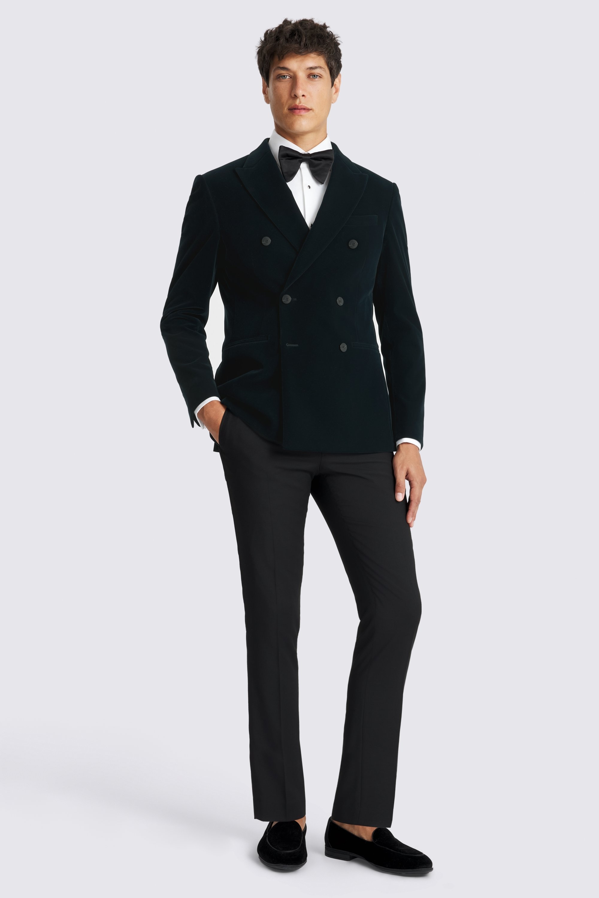 Slim Fit Dark Teal Velvet Jacket
