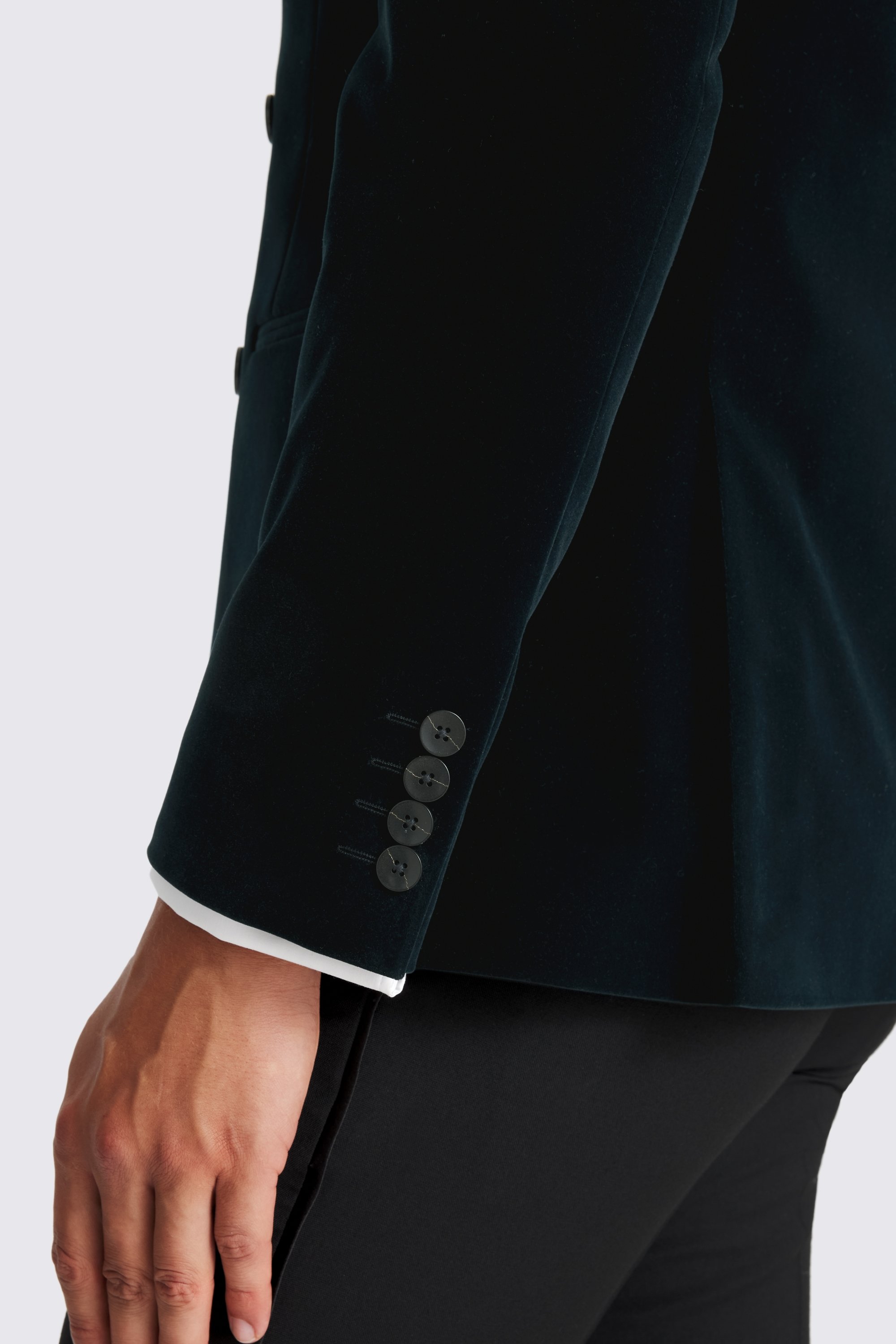 Slim Fit Dark Teal Velvet Jacket
