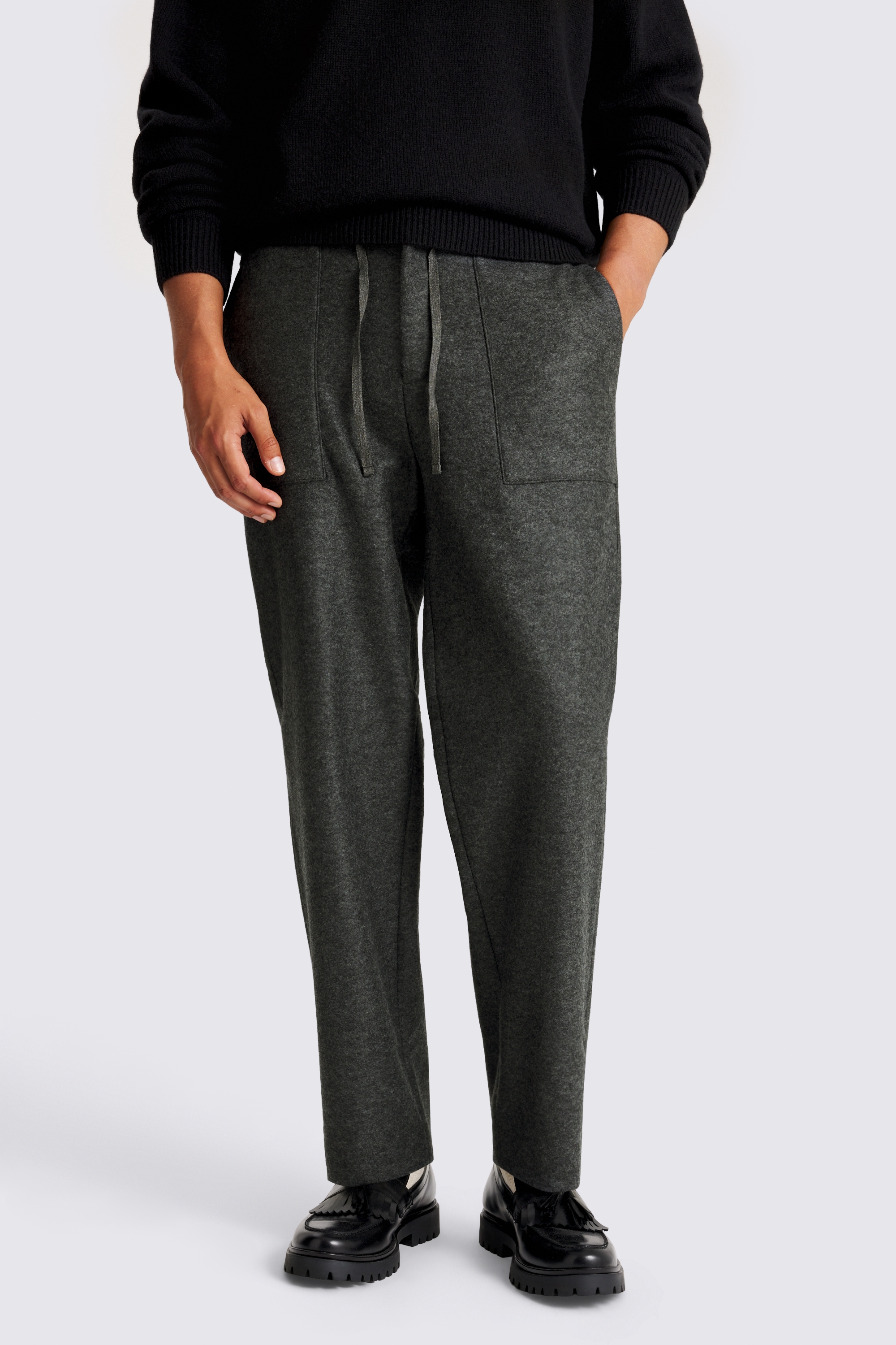 Charcoal Knitted Drawstring Trousers
