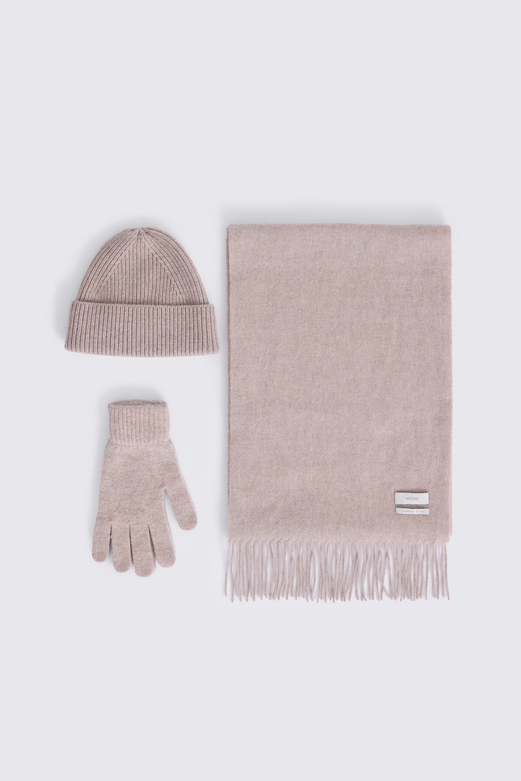 Taupe Melange Cashmere Blend Ribbed Beanie