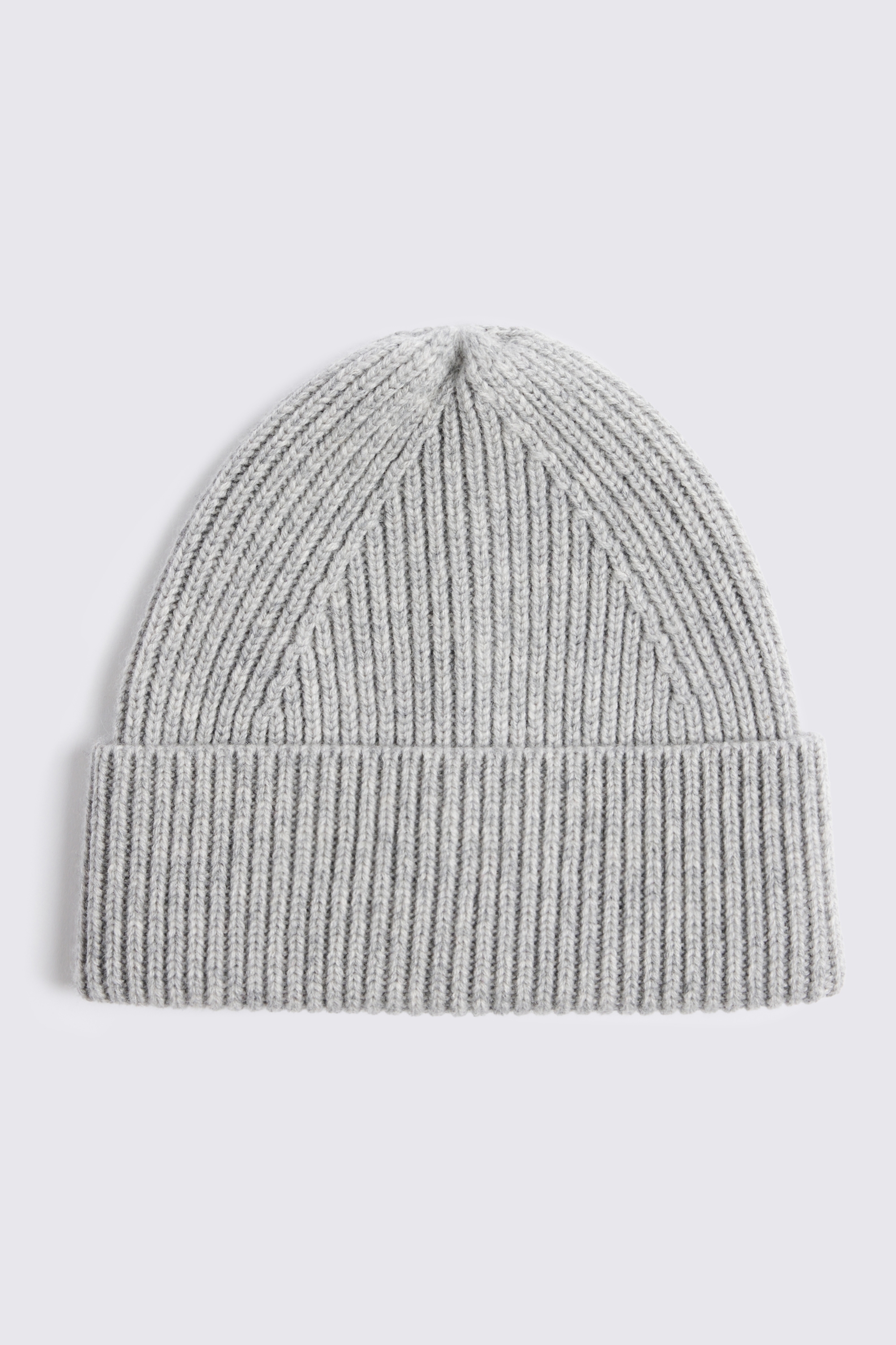 Light Grey Cashmere Blend Ribbed Beanie