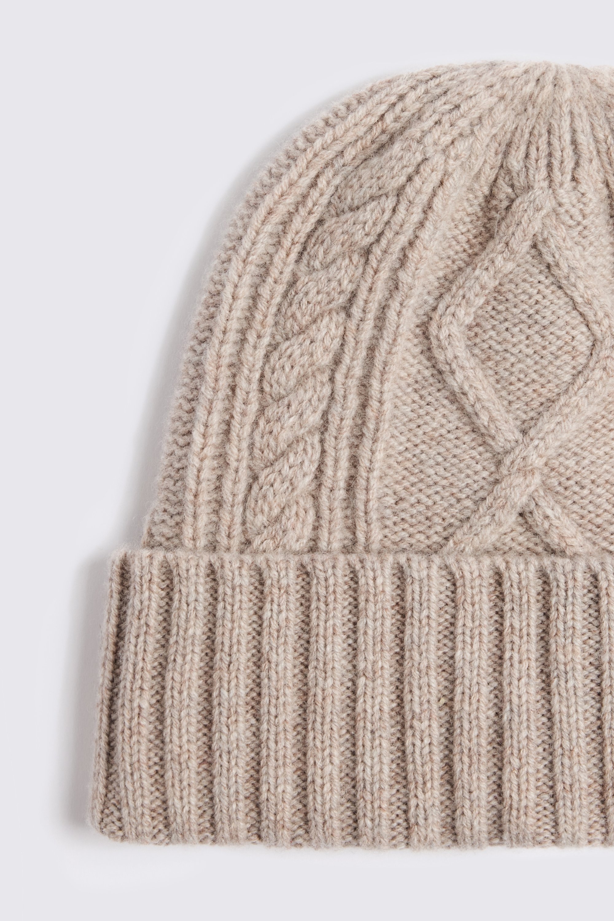 Taupe Cashmere Blend Cable Beanie