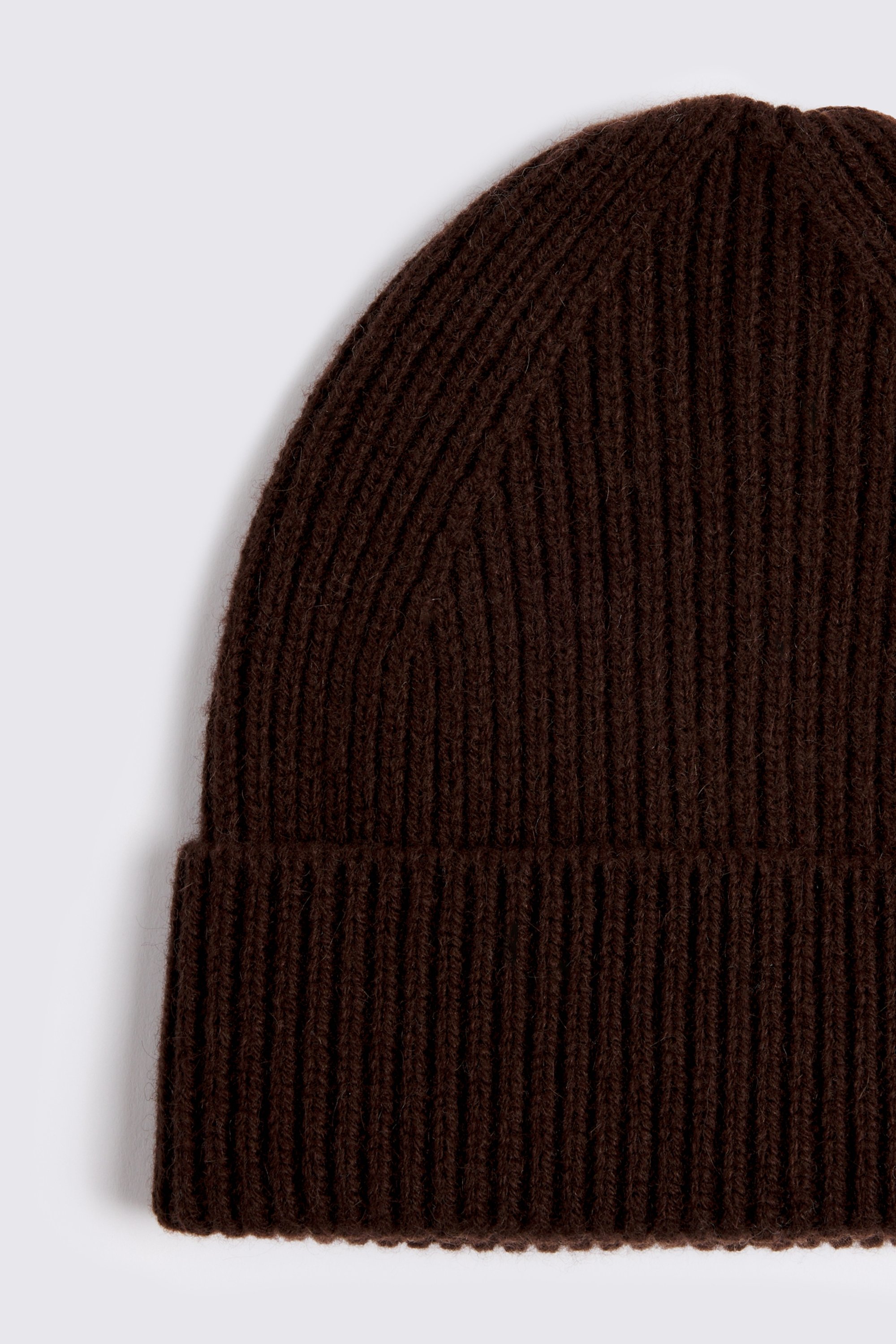 Brown Cashmere Blend Ribbed Beanie