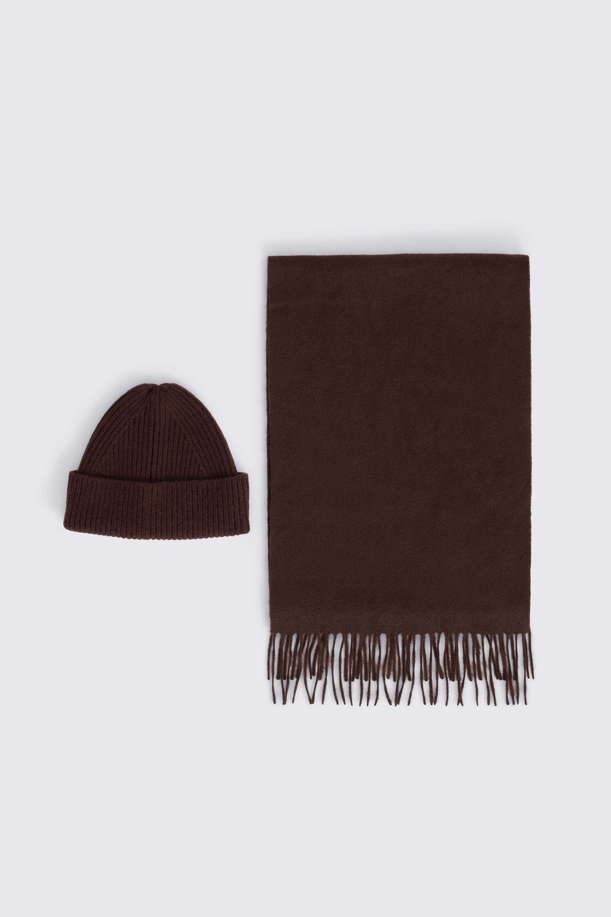 Brown Cashmere Blend Ribbed Beanie