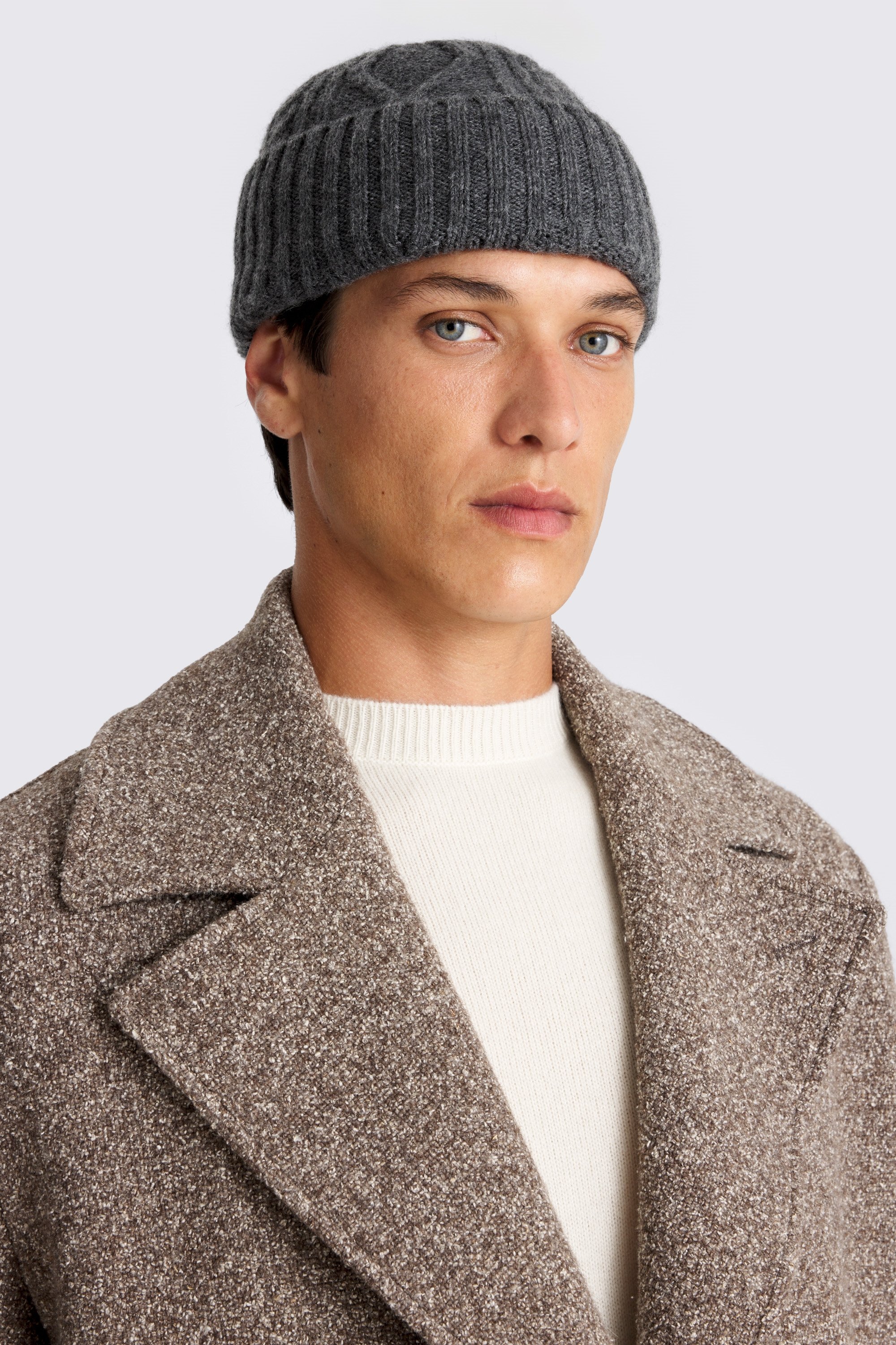 Charcoal Cashmere Blend Cable Beanie