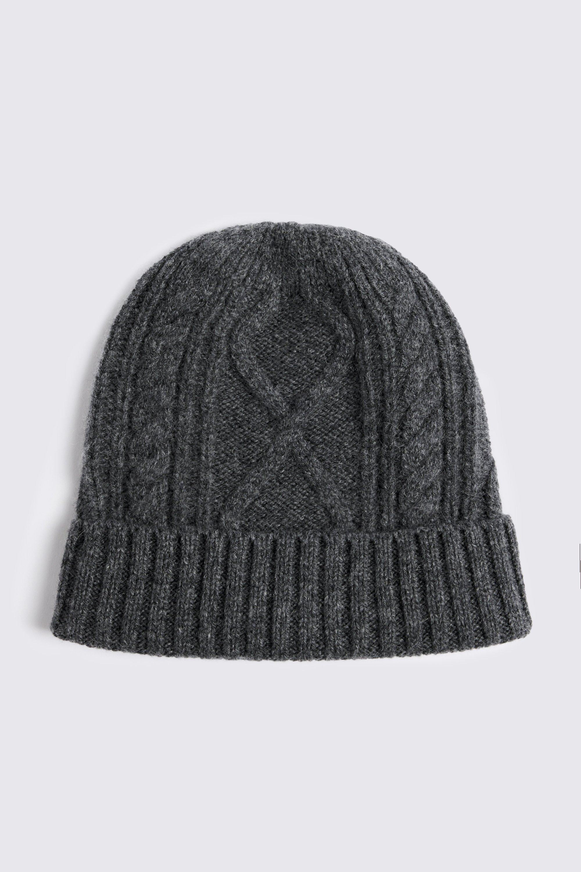 Charcoal Cashmere Blend Cable Beanie