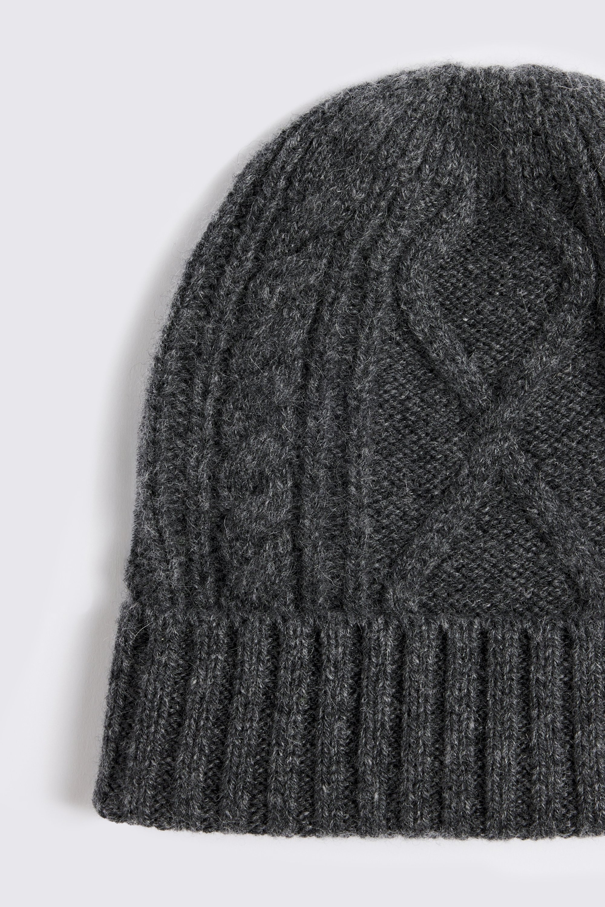 Charcoal Cashmere Blend Cable Beanie