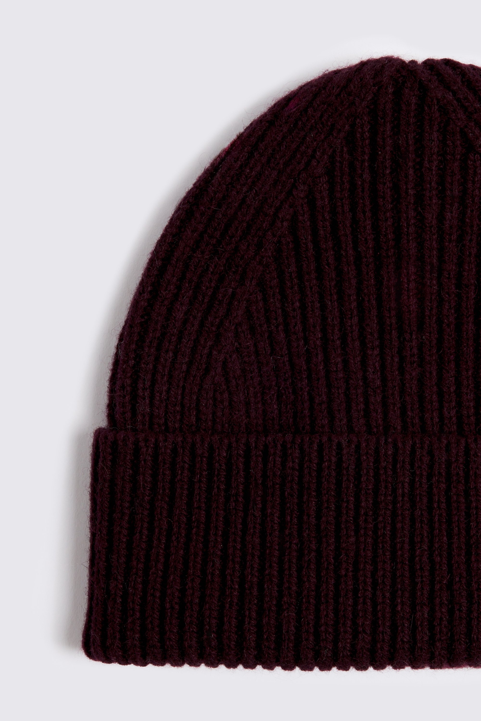 Burgundy Cashmere Blend Ribbed Beanie