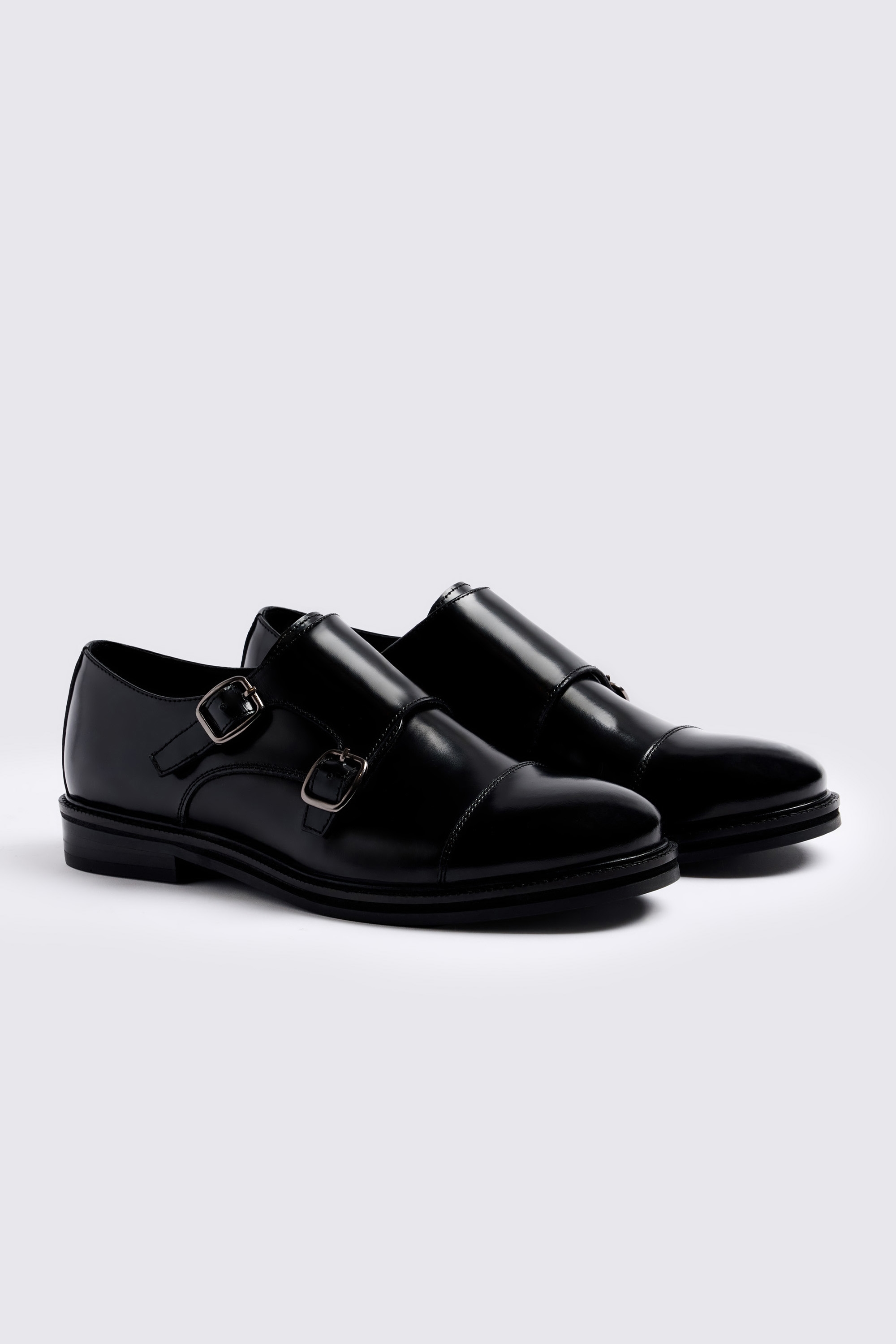 Black Chunky Double Monk Shoes