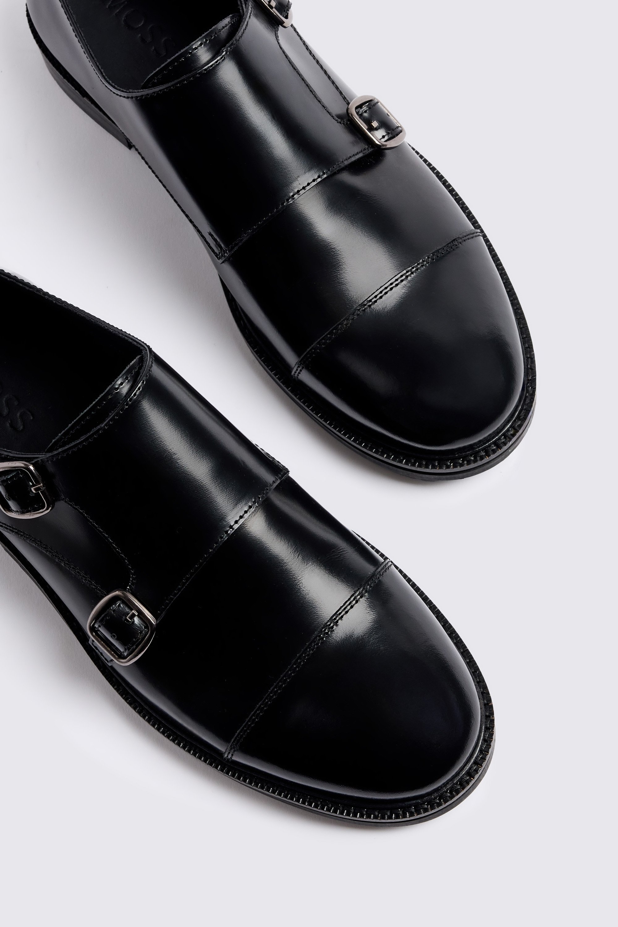 Black Chunky Double Monk Shoes