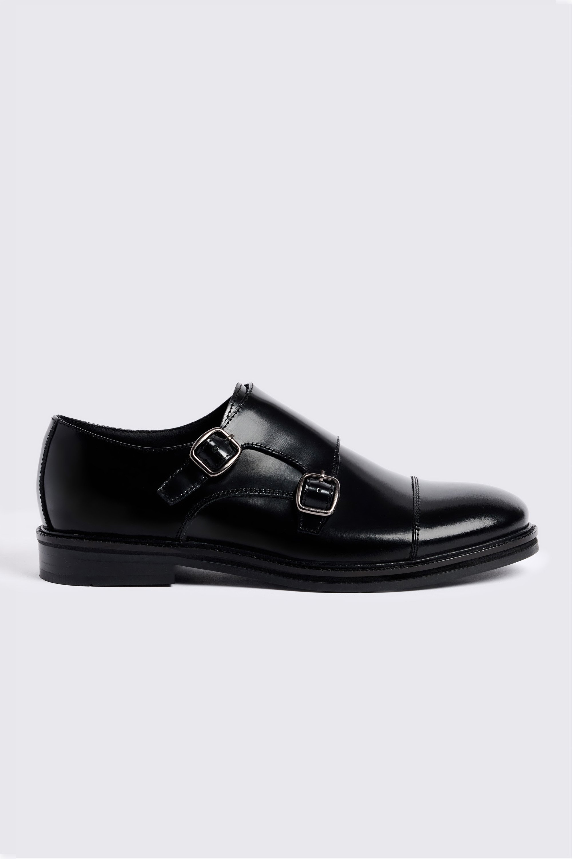 Black Chunky Double Monk Shoes