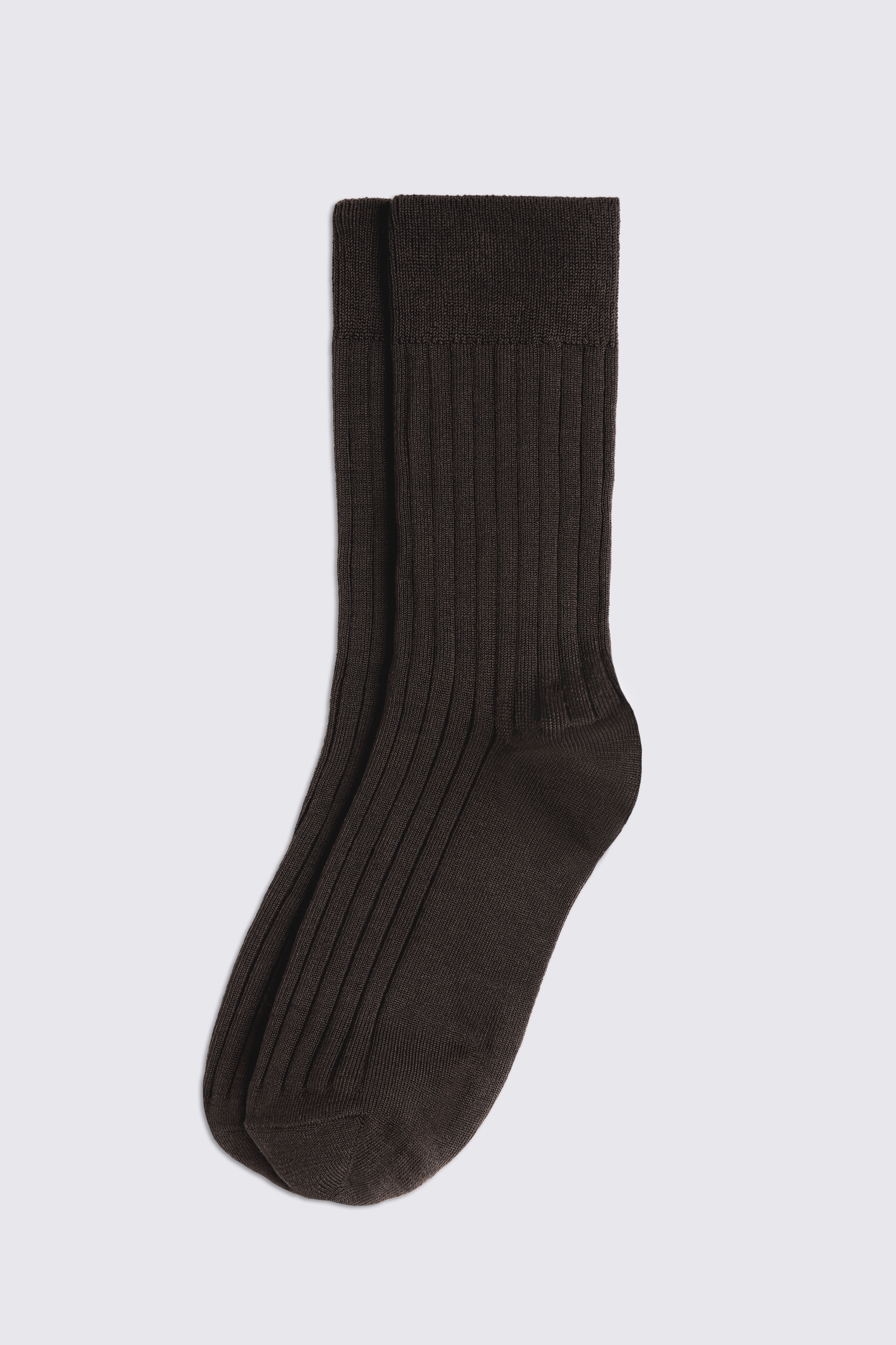 Chocolate Mercerised Ribbed Sock