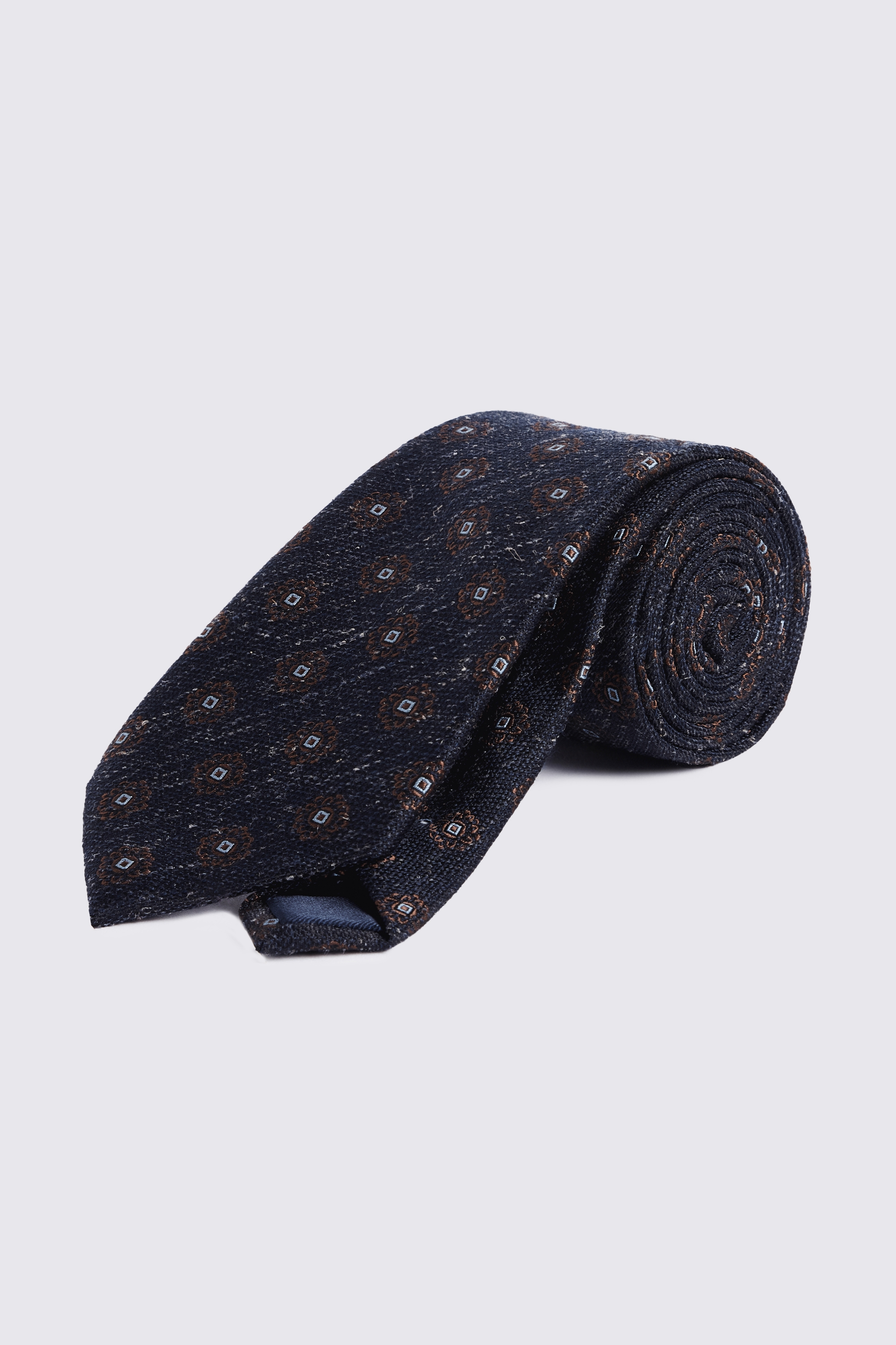 Navy Textured Bronze Medallion Tie