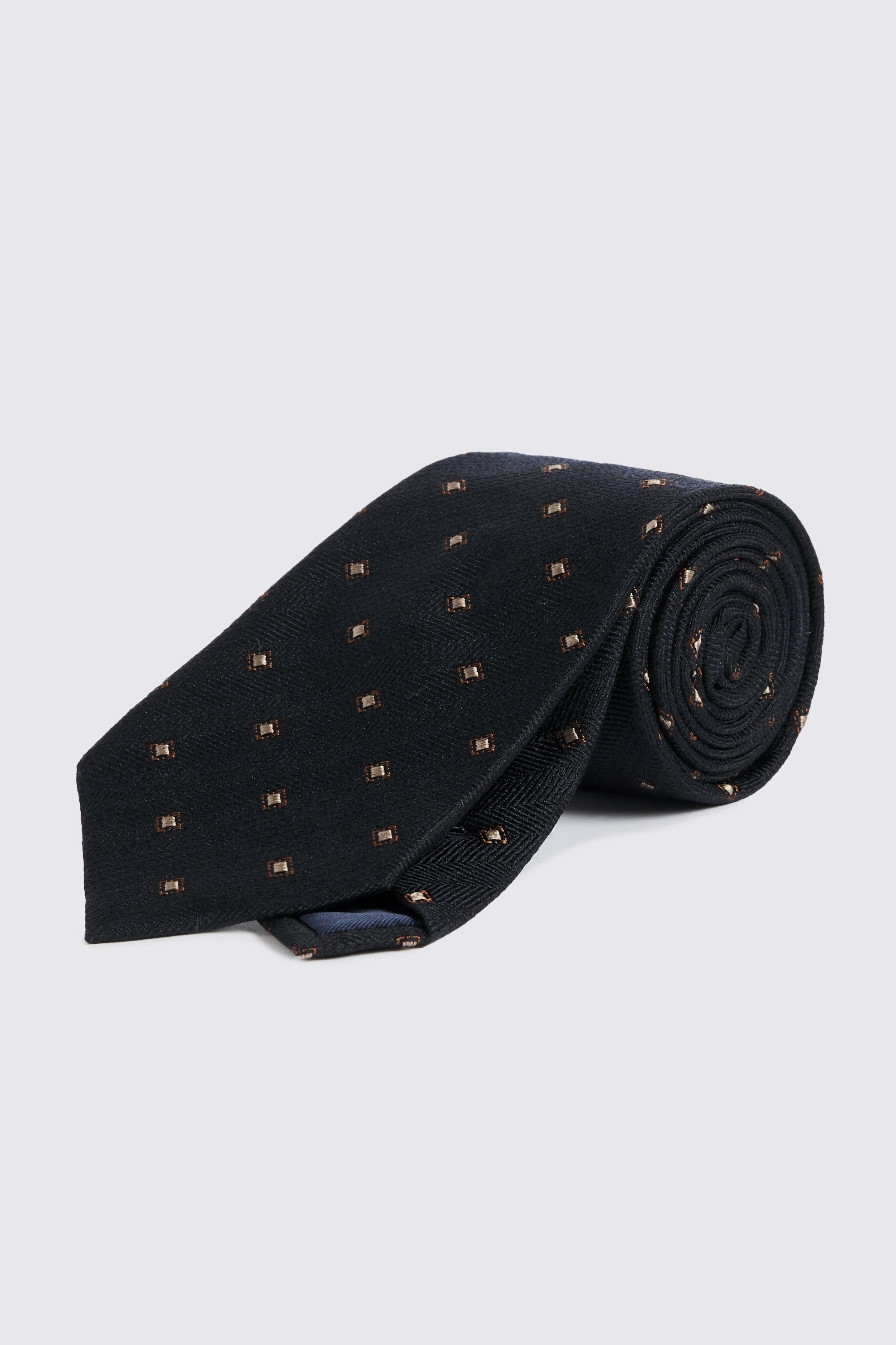Dark Navy Herringbone Diamond Tie