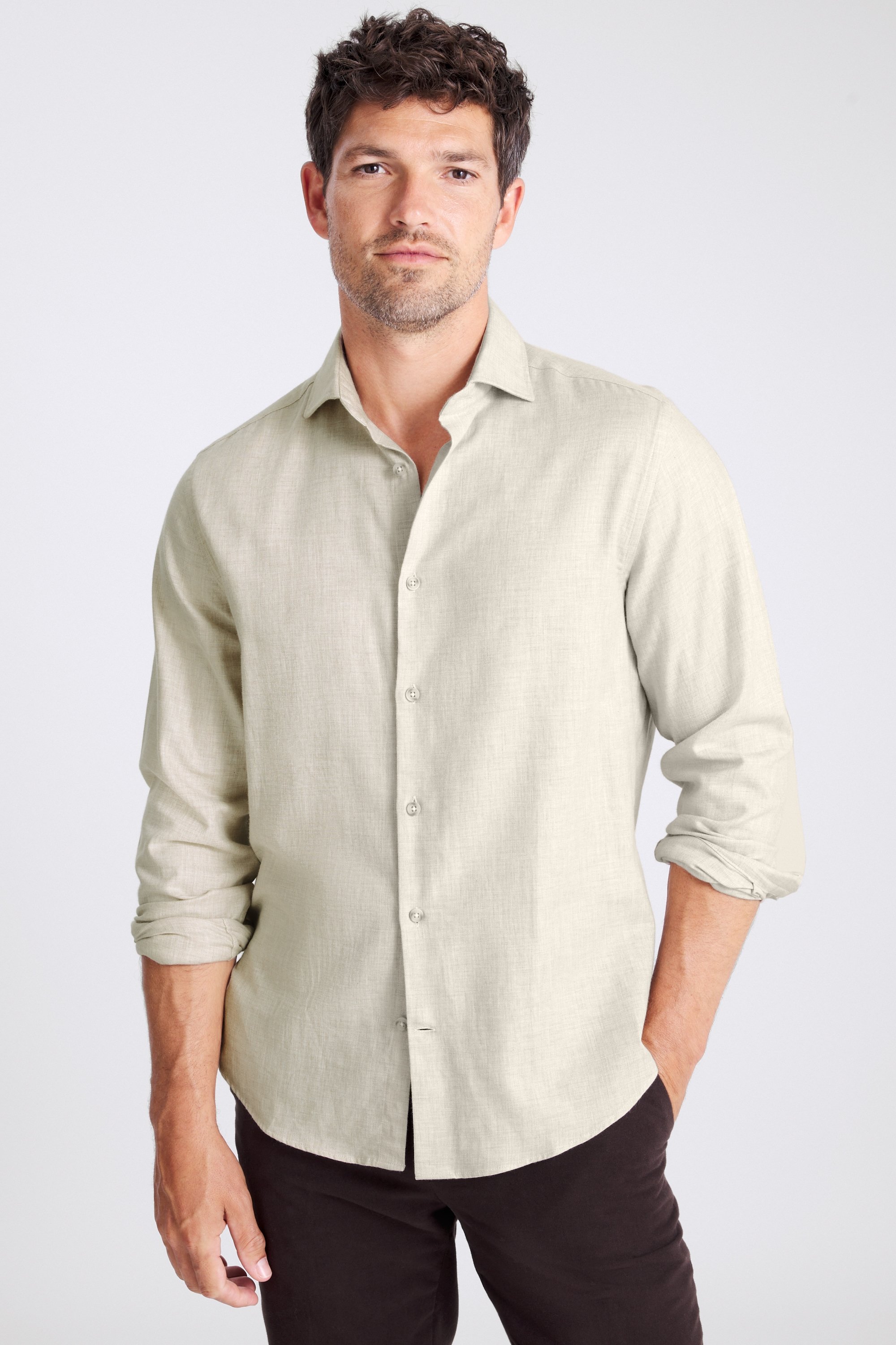 Oatmeal Brushed Melange Shirt