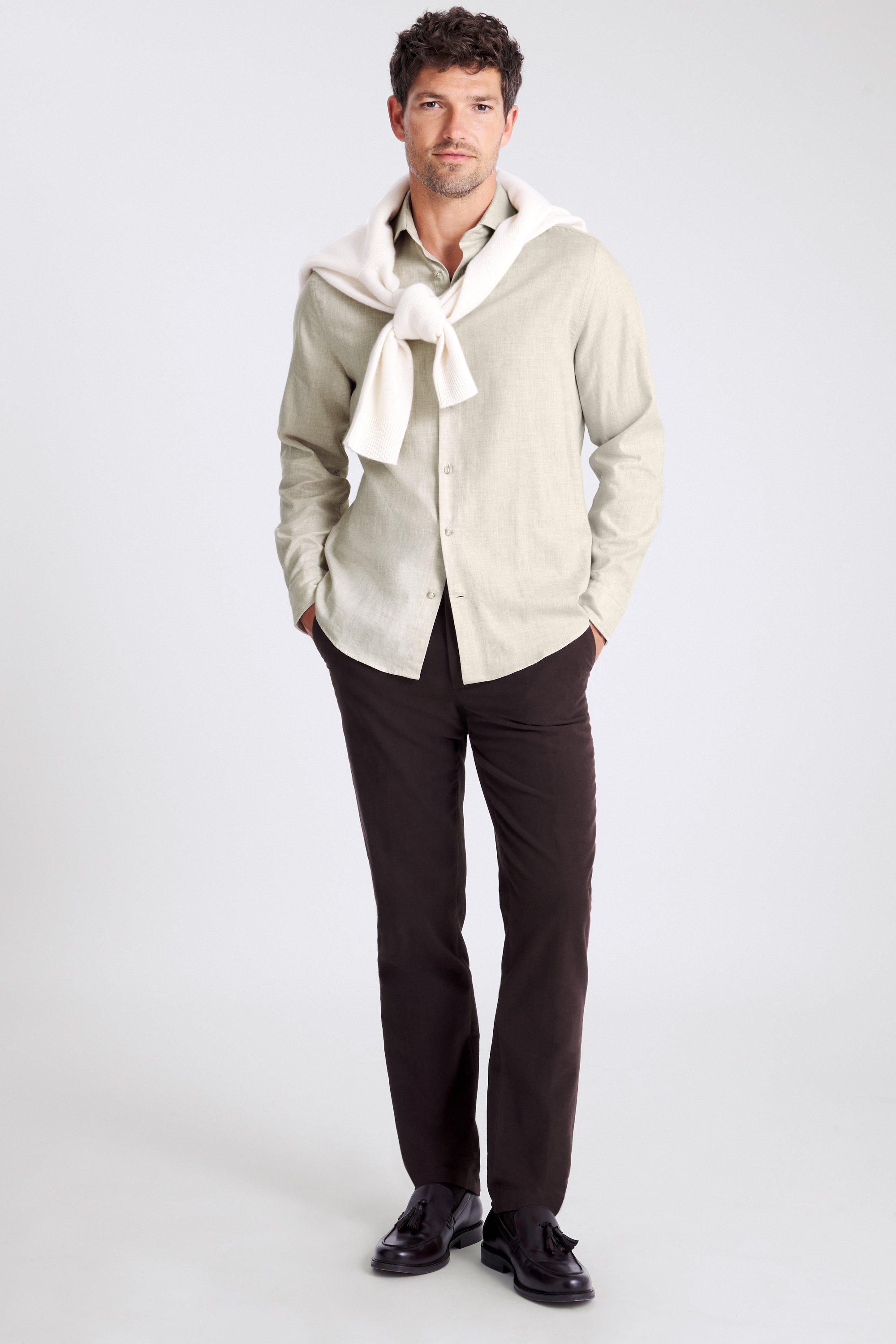 Oatmeal Brushed Melange Shirt