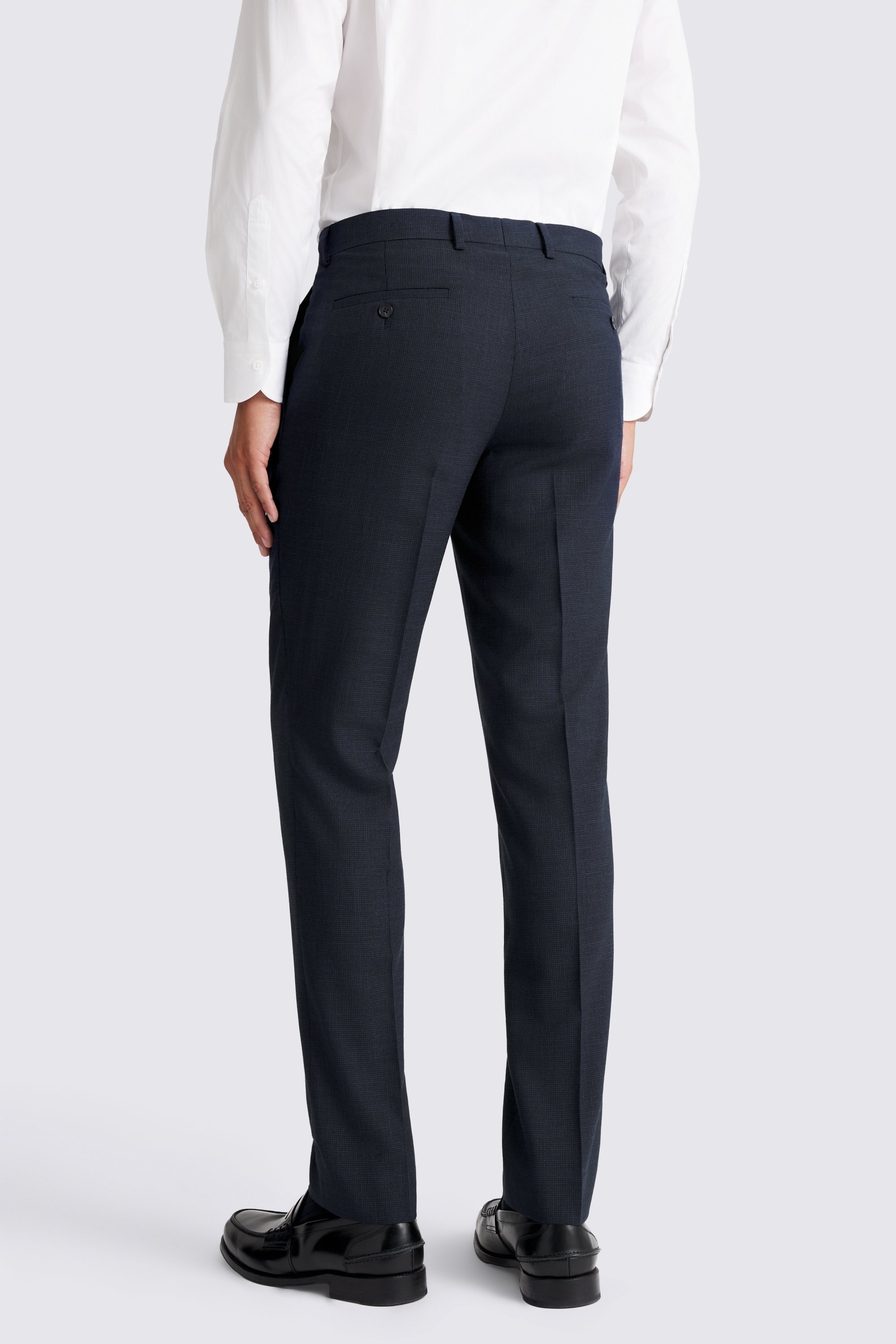 Slim Fit Navy Puppytooth Trousers