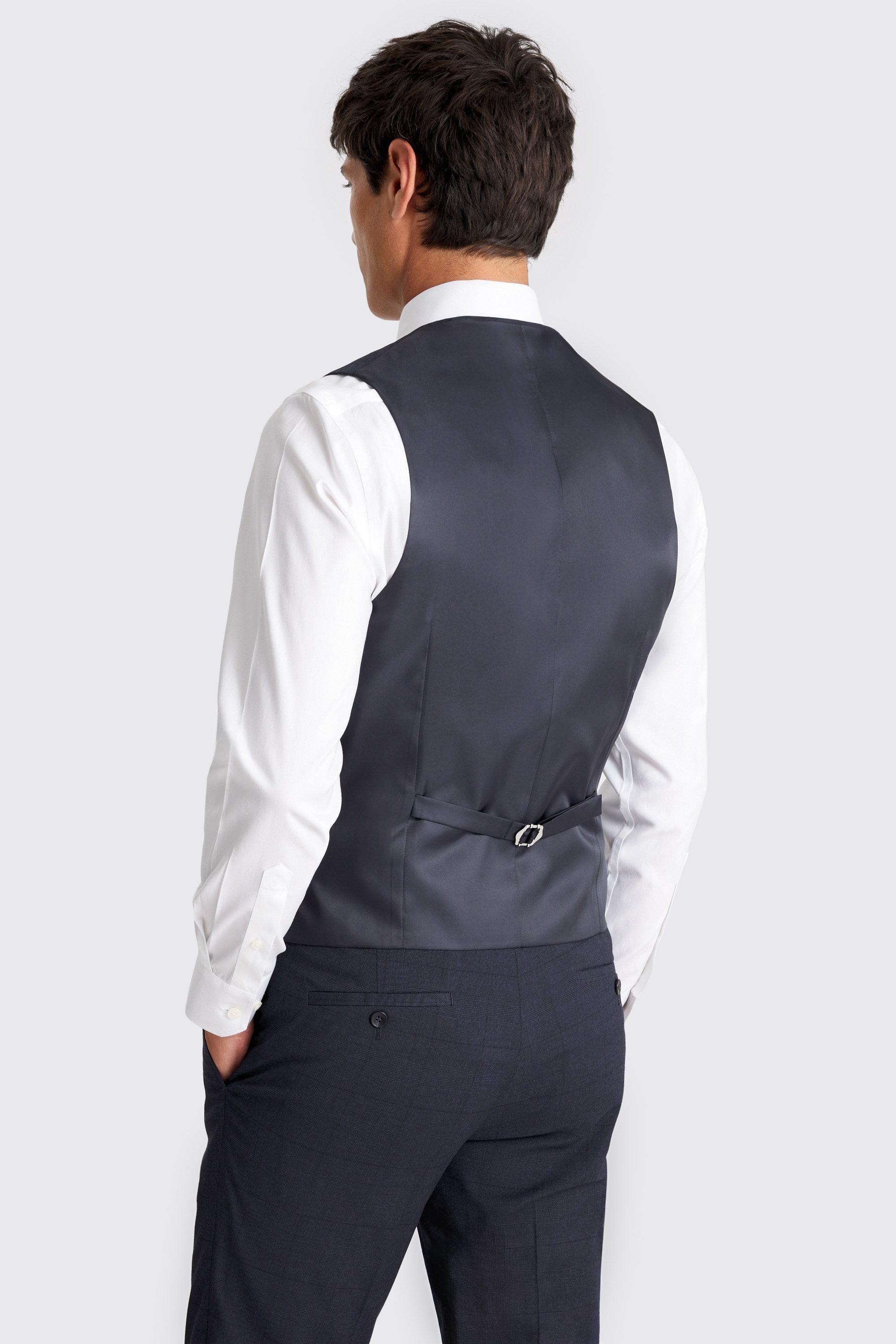 Slim Fit Blue Check Vest