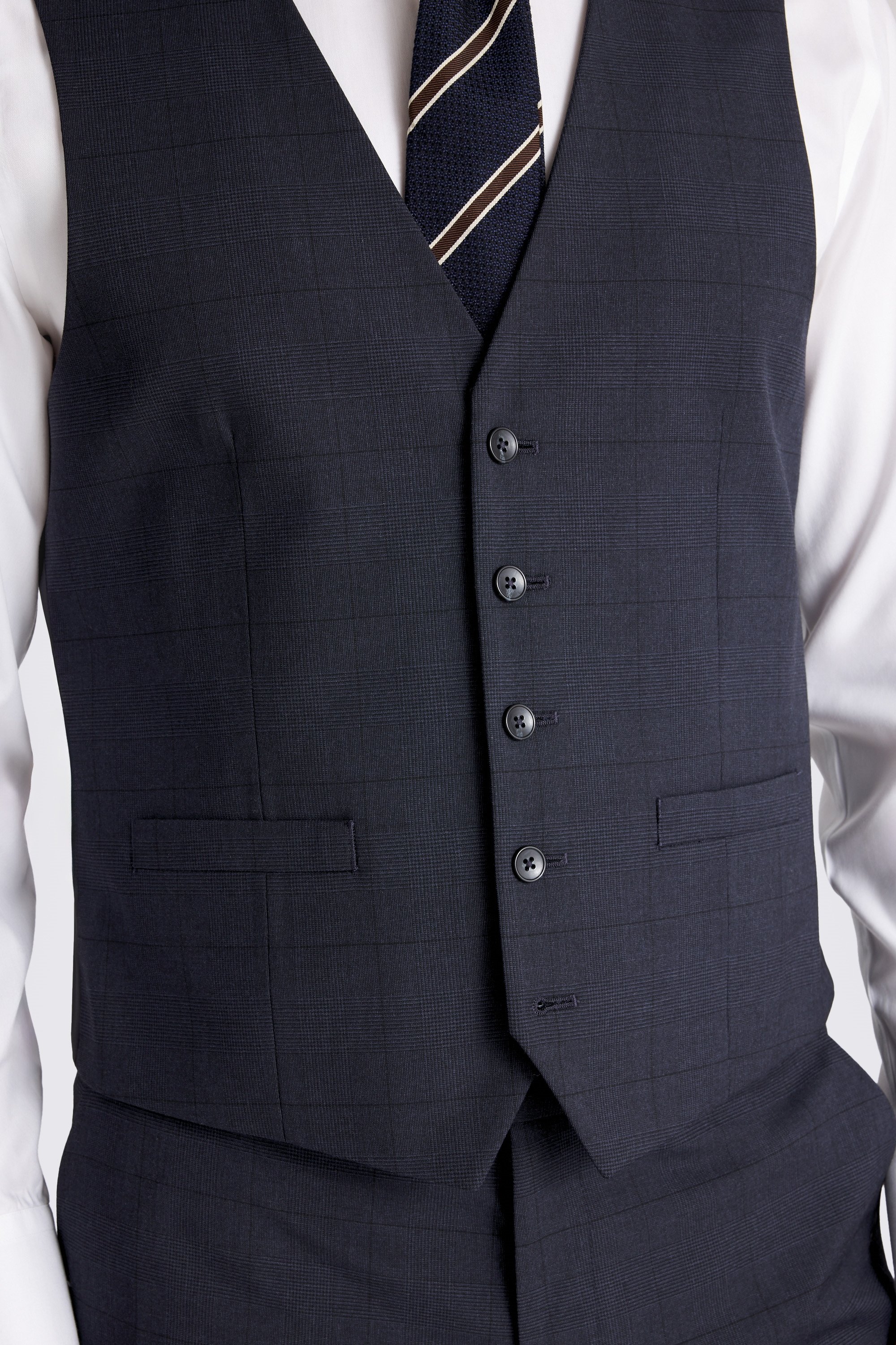 Slim Fit Blue Check Vest