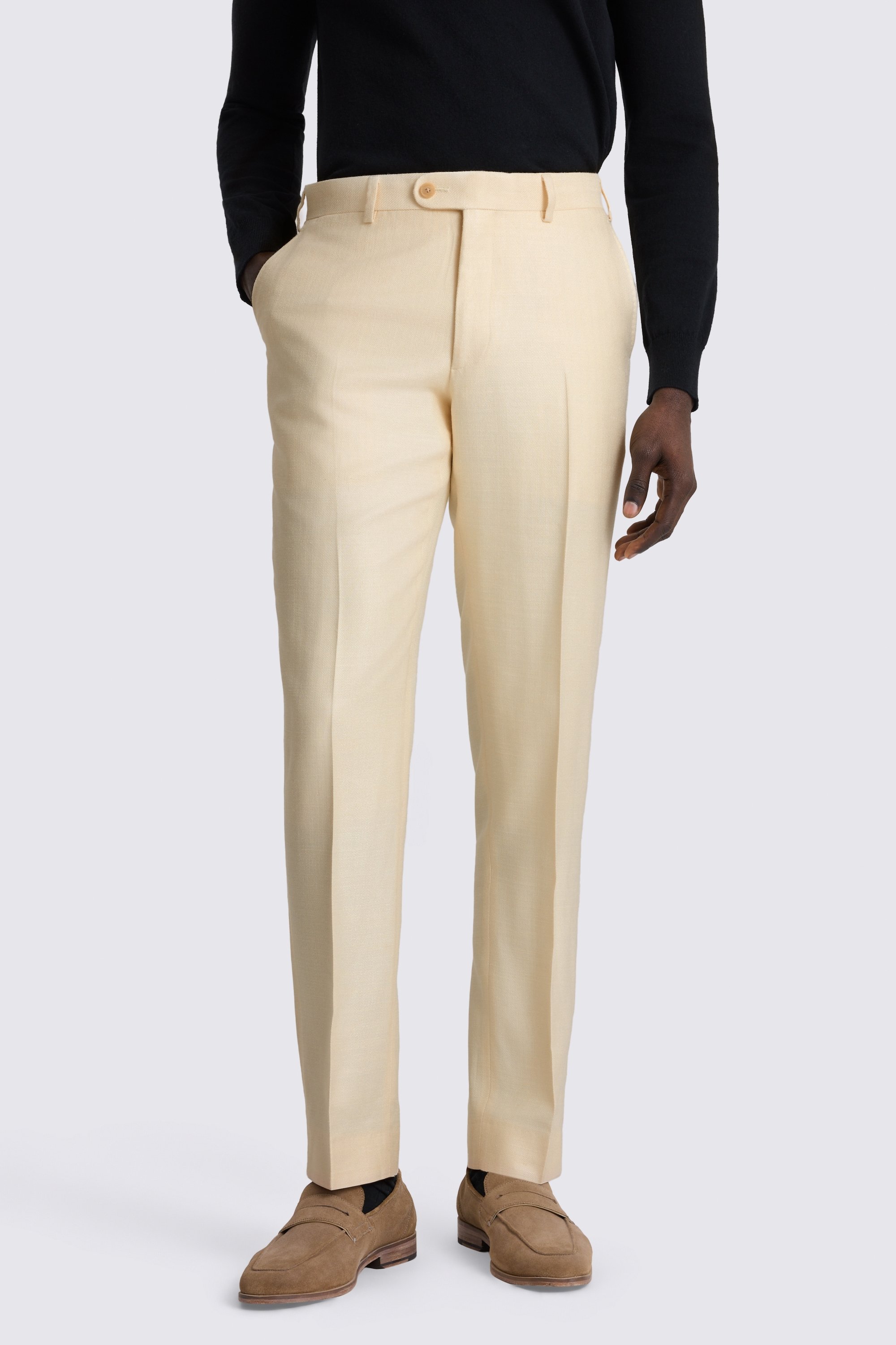 Italian Tailored Fit Off White Twill Trousers