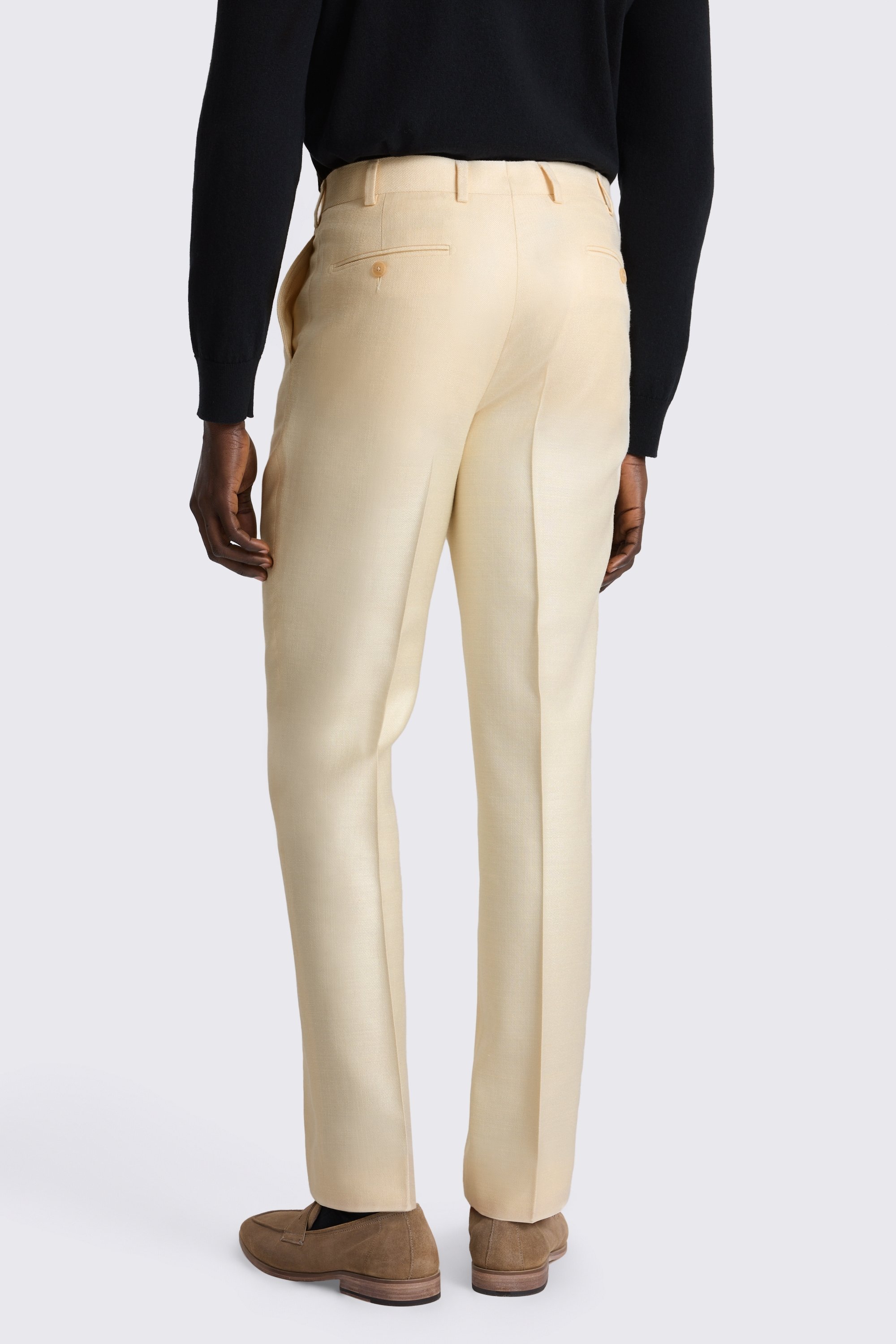 Italian Tailored Fit Off White Twill Trousers