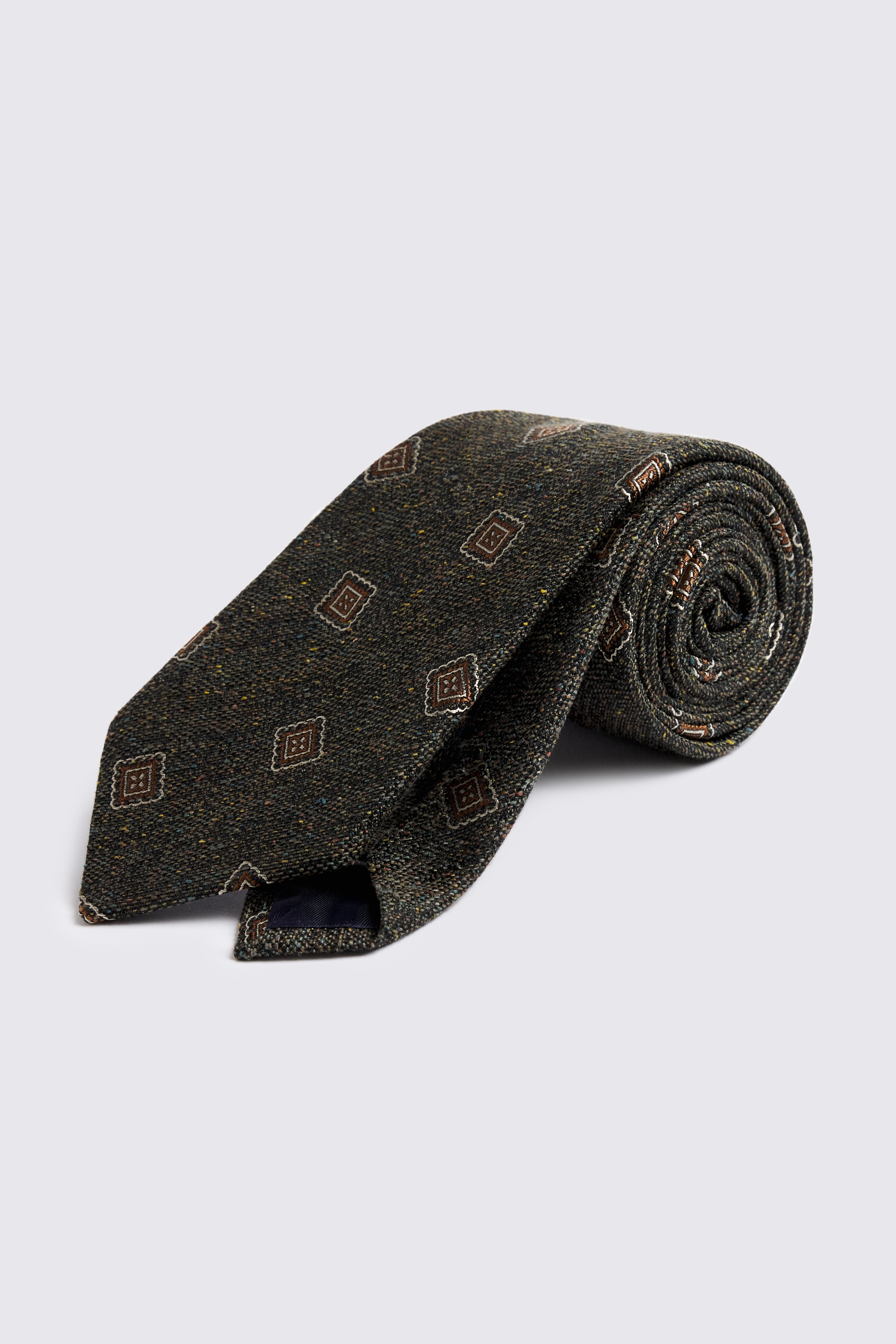 Italian Green Silk Textured Medallion Tie