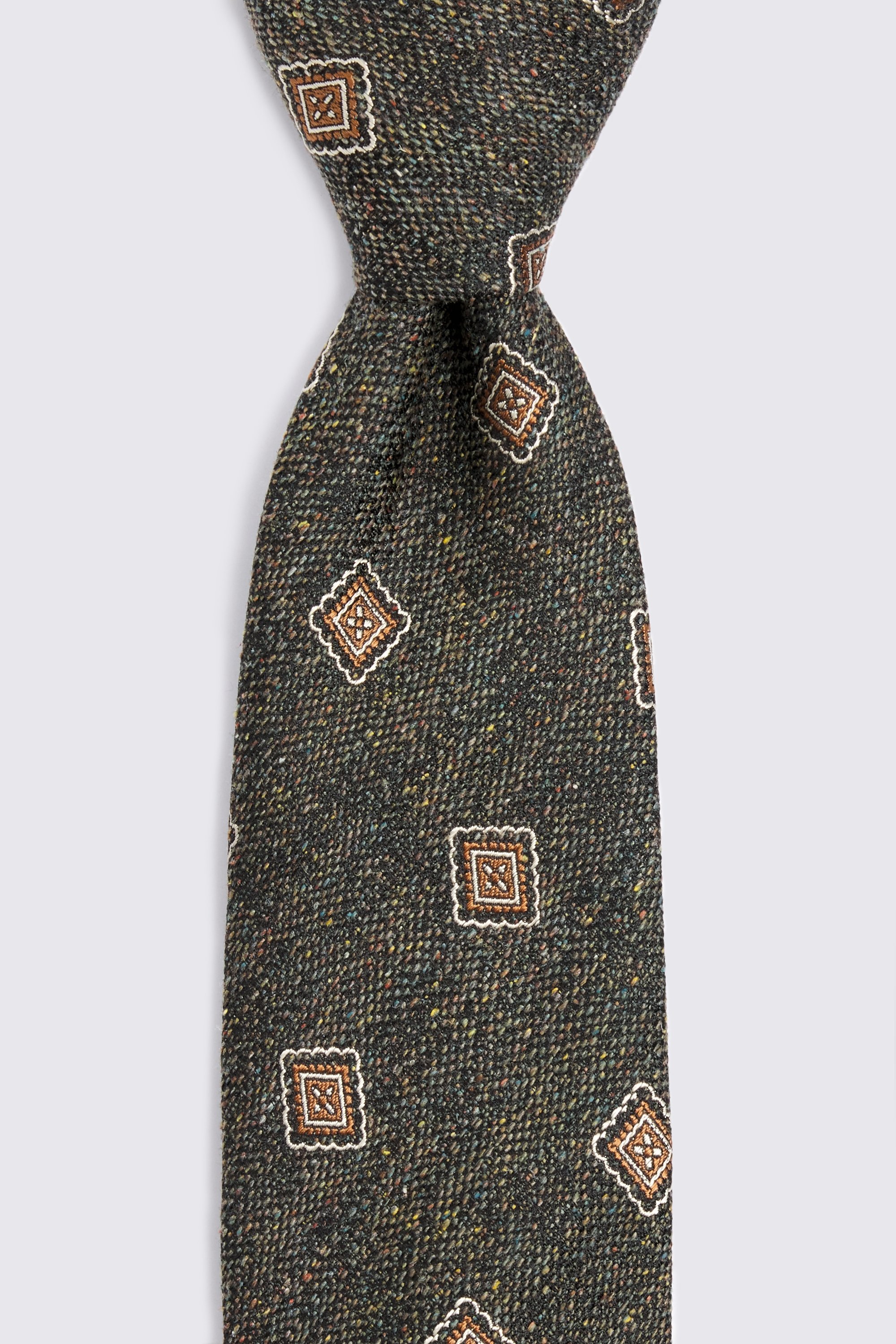 Italian Green Silk Textured Medallion Tie