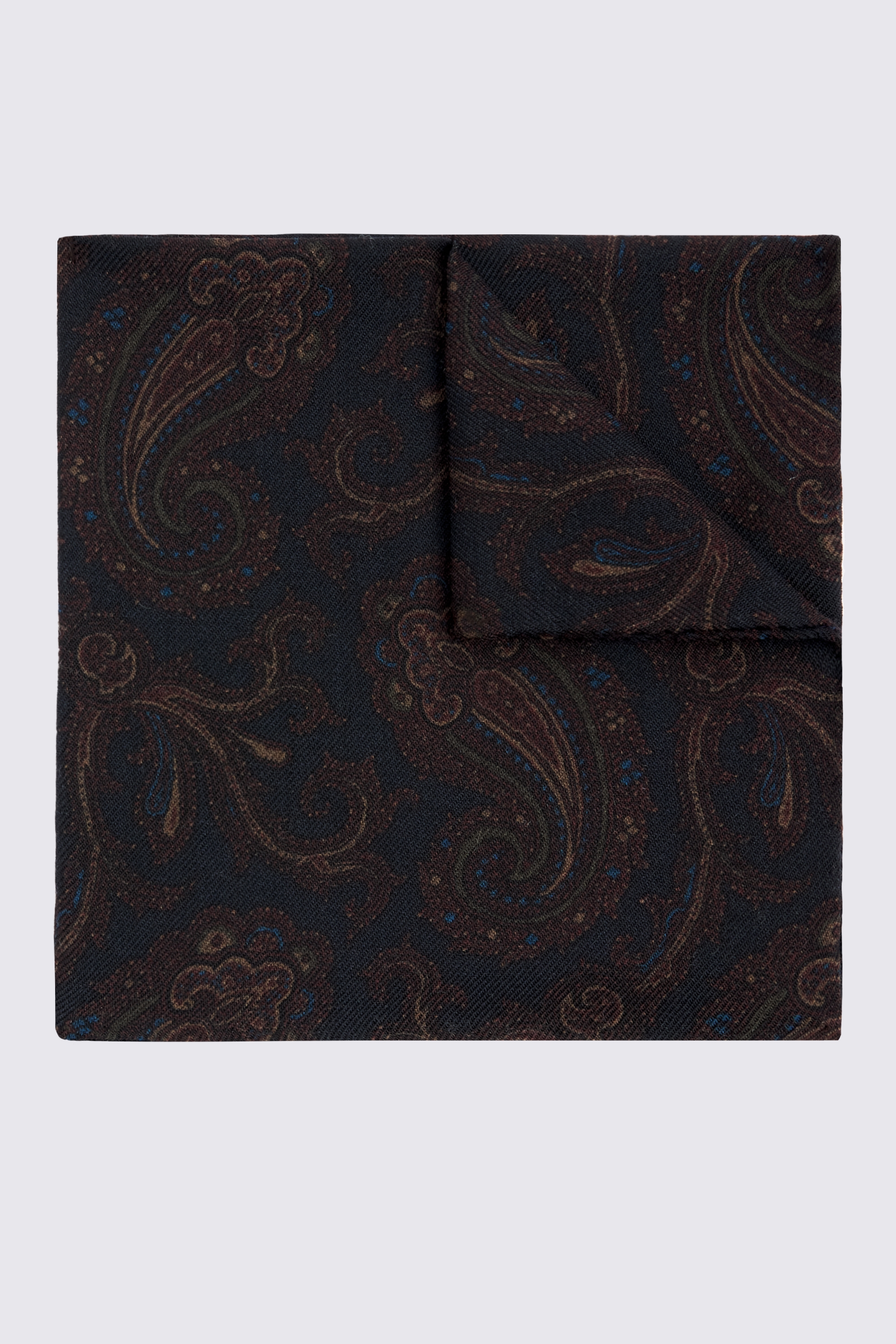 Italian Navy Multi Wool Paisley Pocket Square