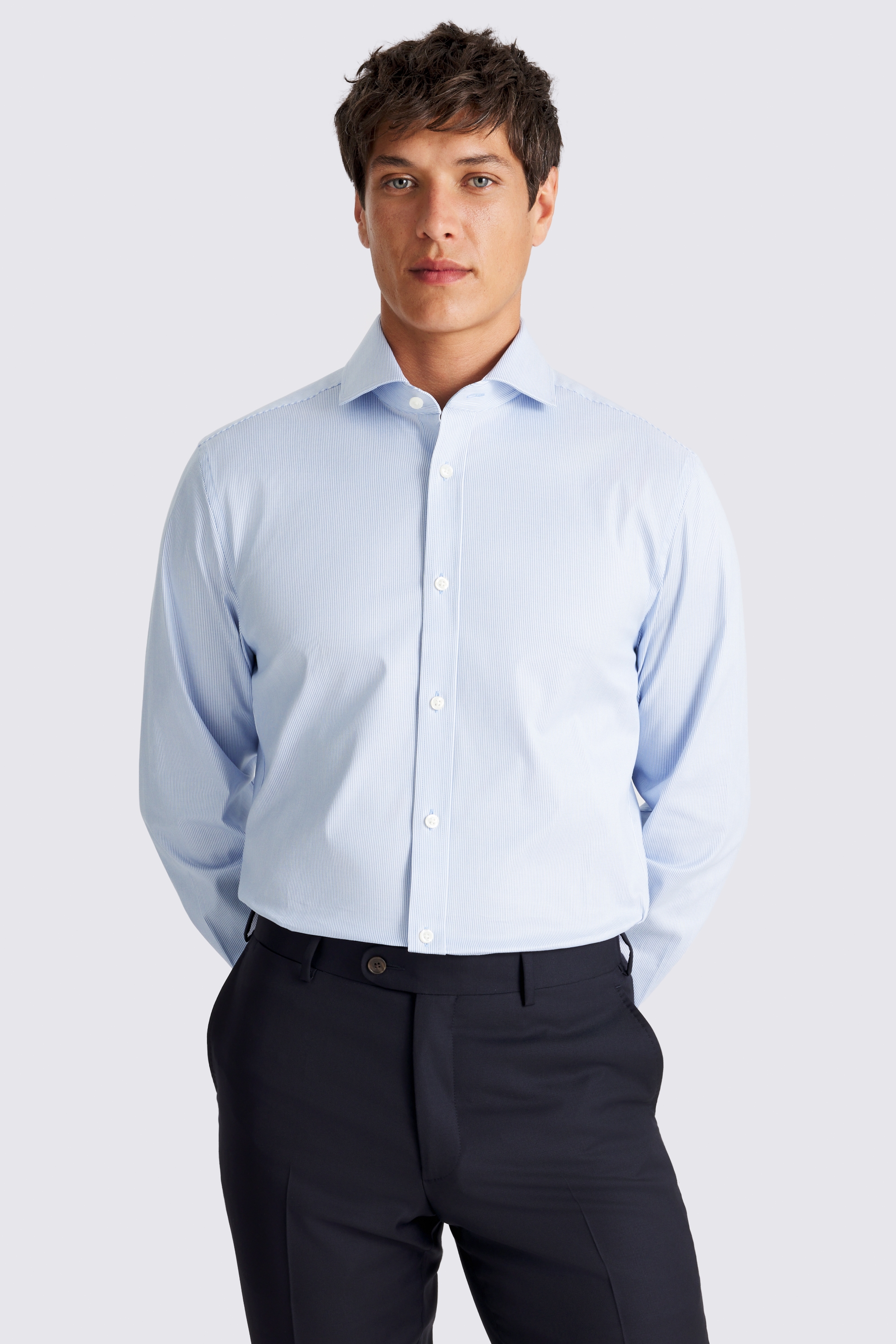 Tailored Fit Sky Stretch Stripe Shirt