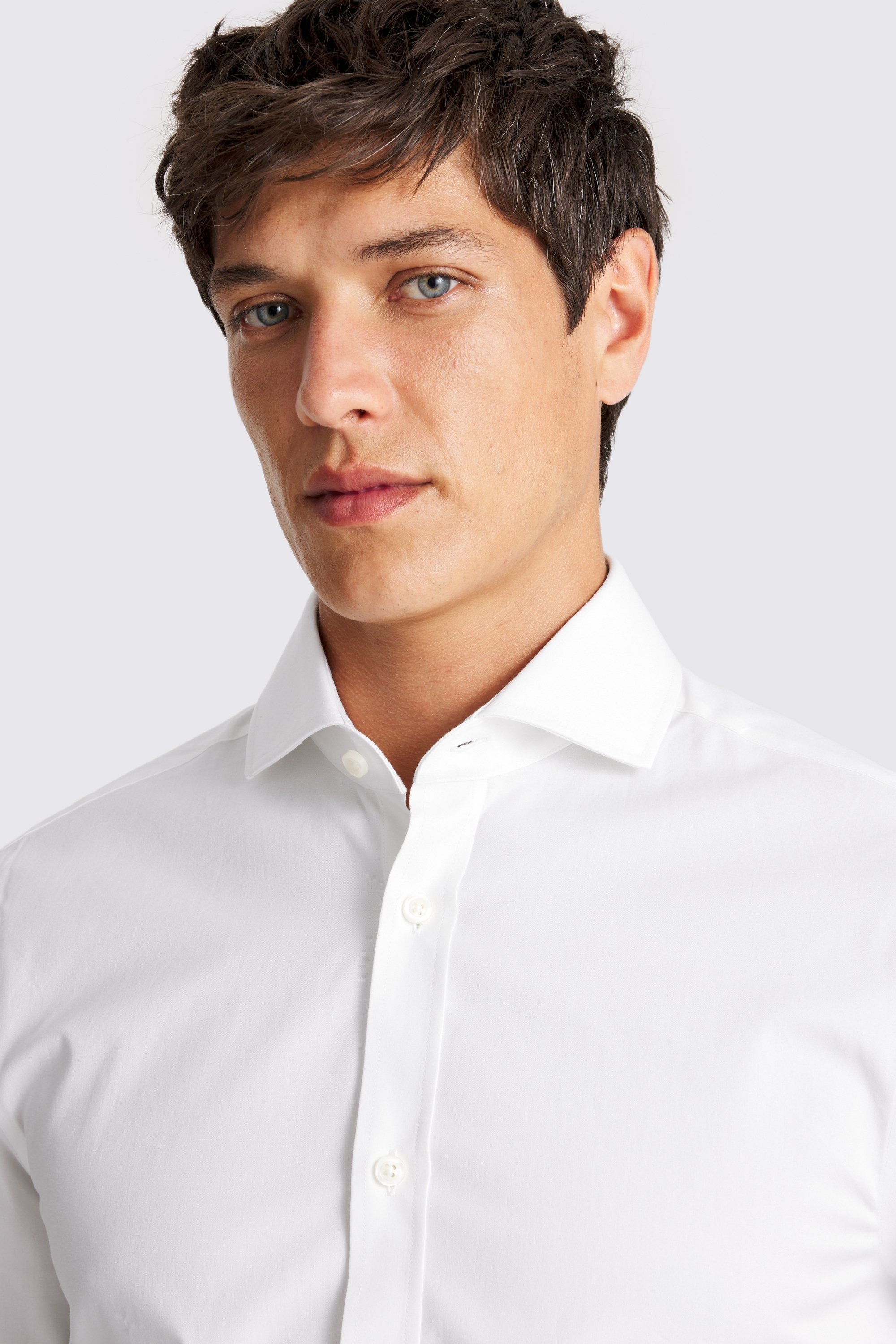 Tailored Fit White Peached Pinpoint Oxford Shirt