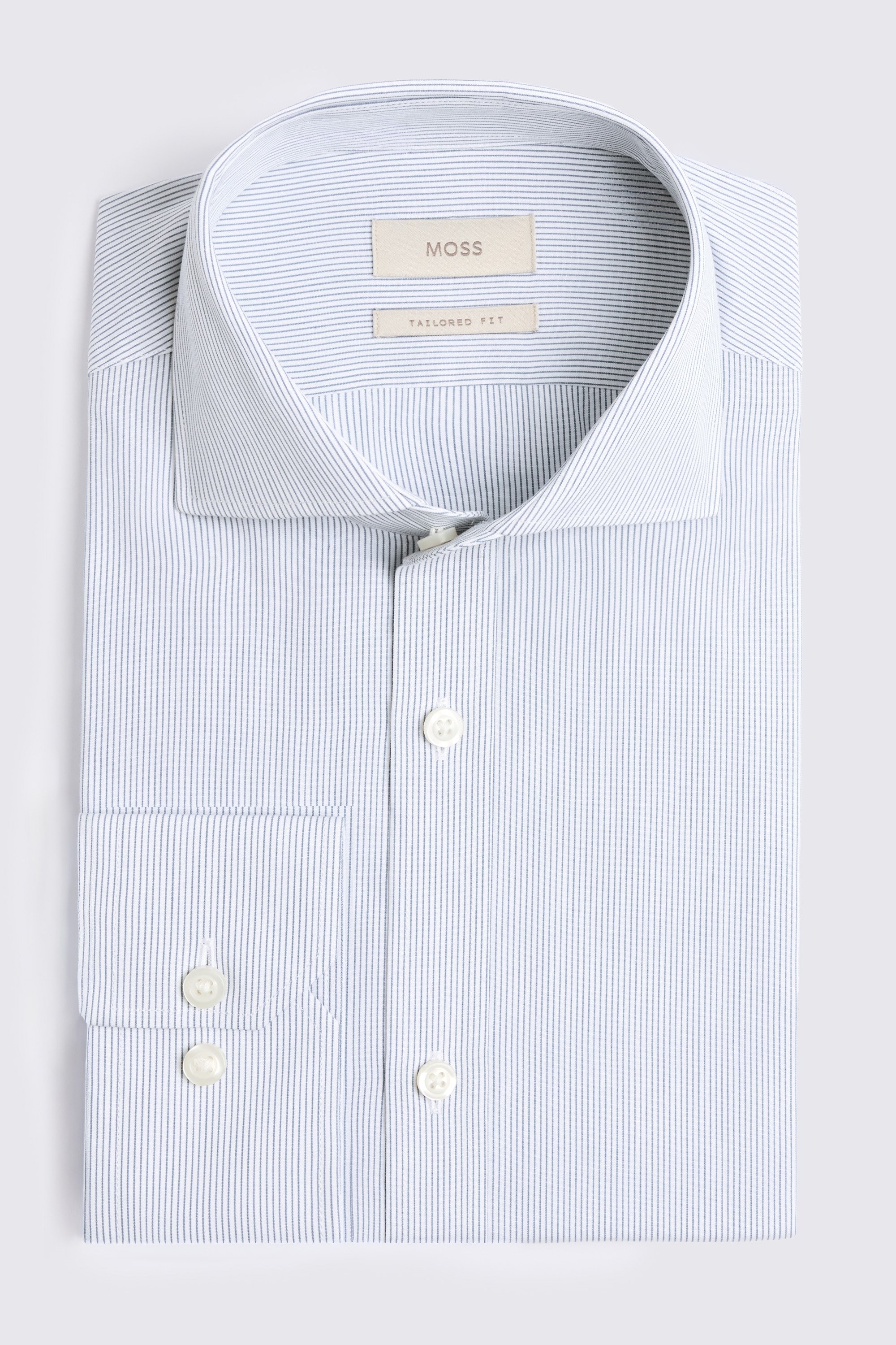 Tailored Fit Navy Narrow Stripe Shirt